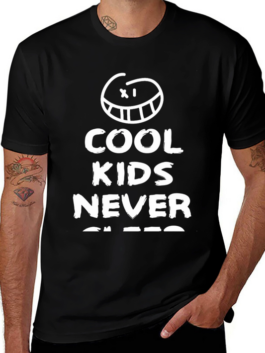Cool Kids Never Sleep Graphic Tee - Black