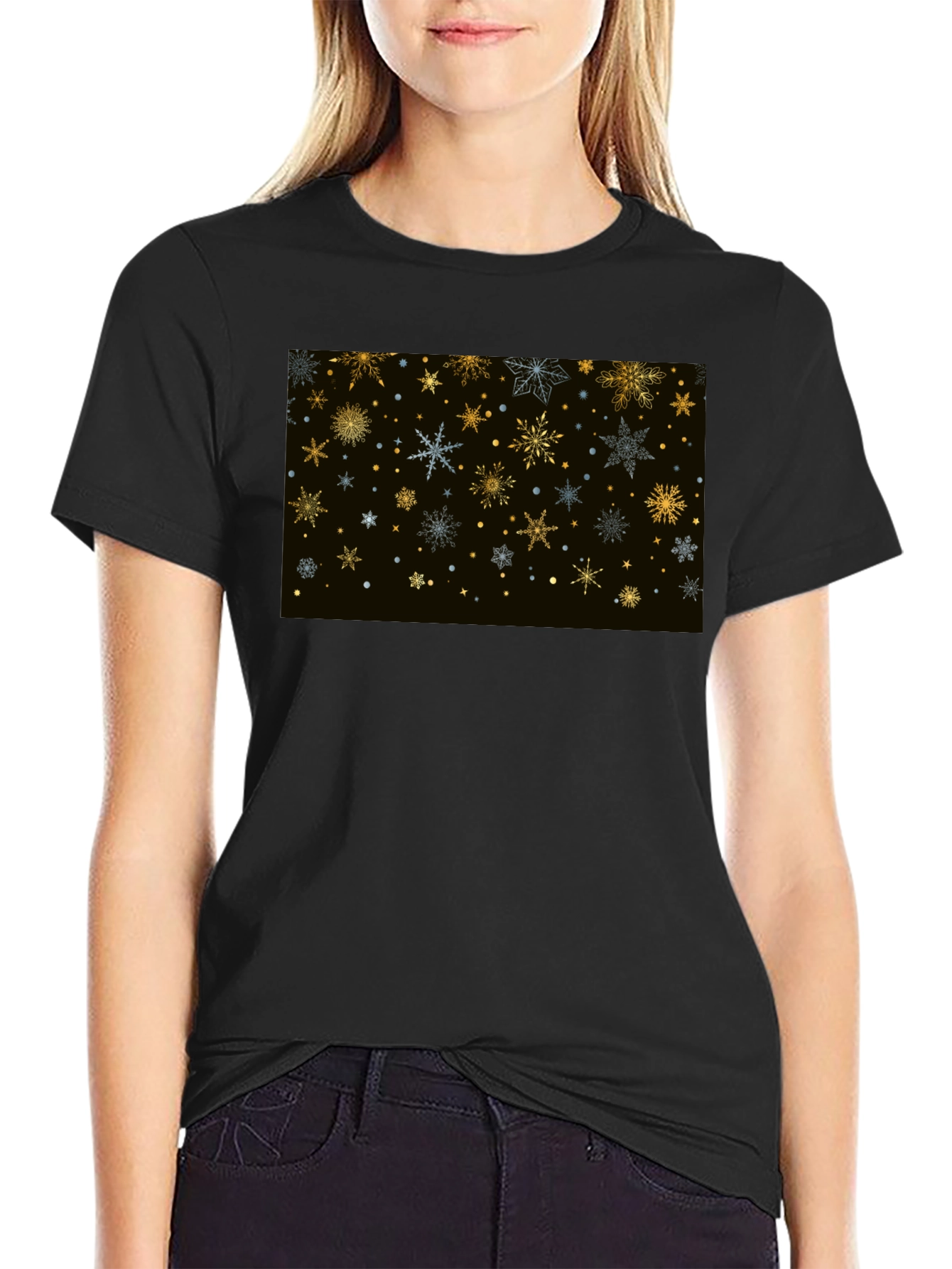 Festive Snowflake T-Shirt - Black