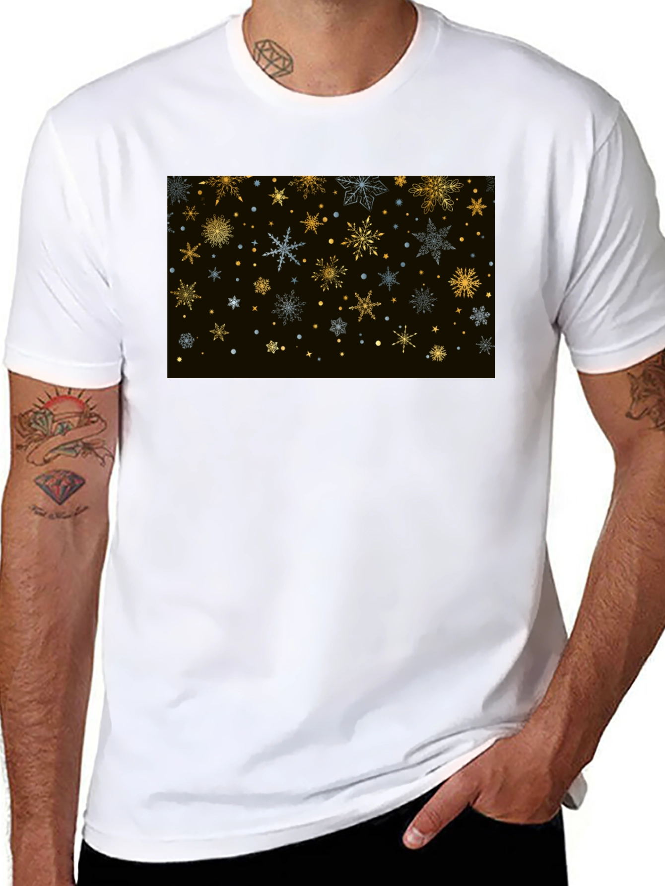 Festive Snowflake T-Shirt - Black