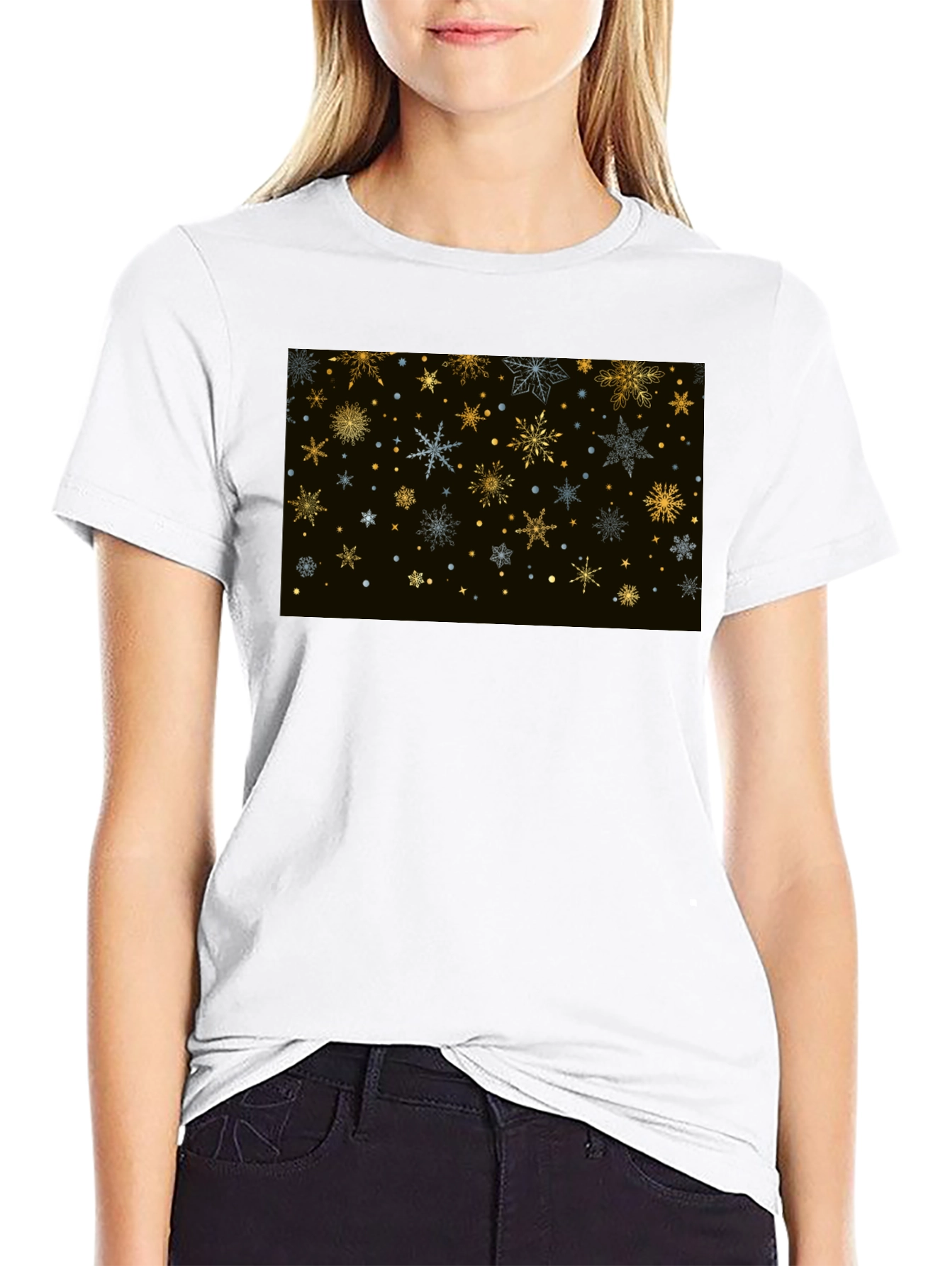 Festive Snowflake T-Shirt - Black