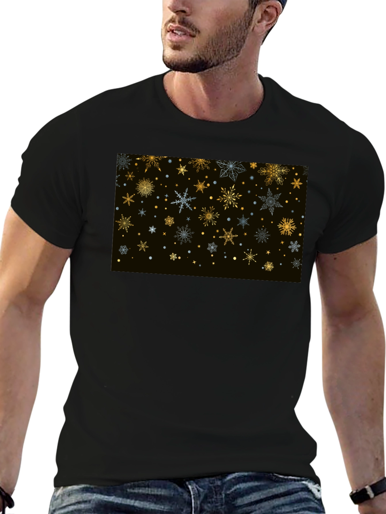 Festive Snowflake T-Shirt - Black