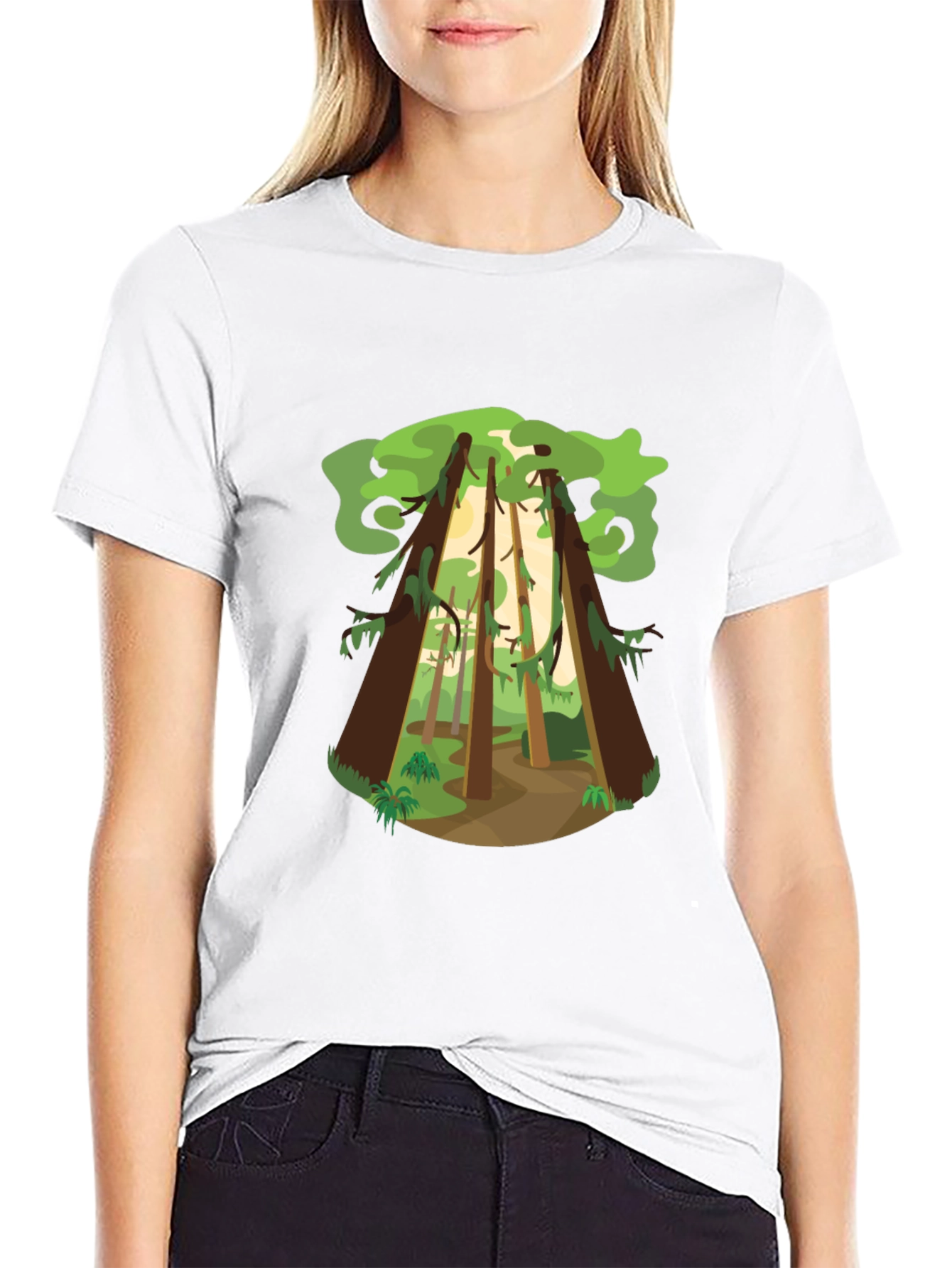 Forest Print Black T-Shirt