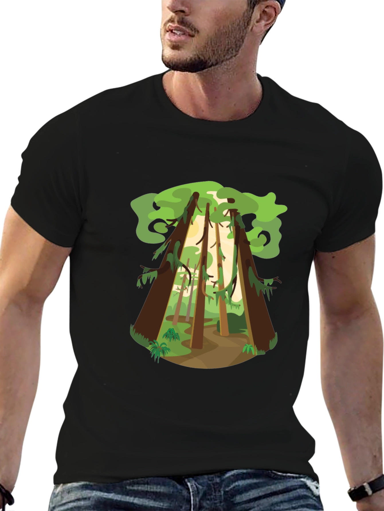Forest Print Black T-Shirt