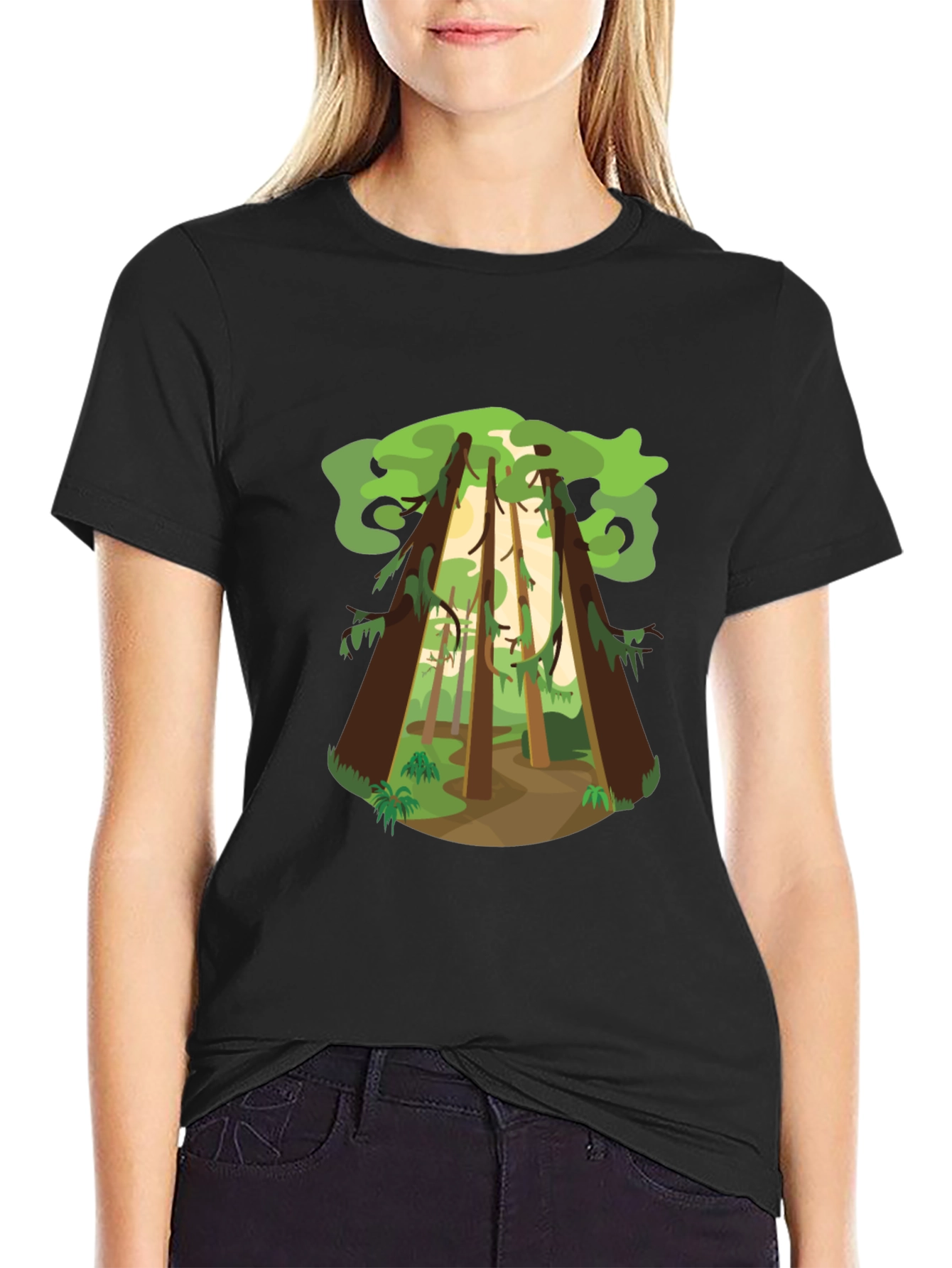 Forest Print Black T-Shirt