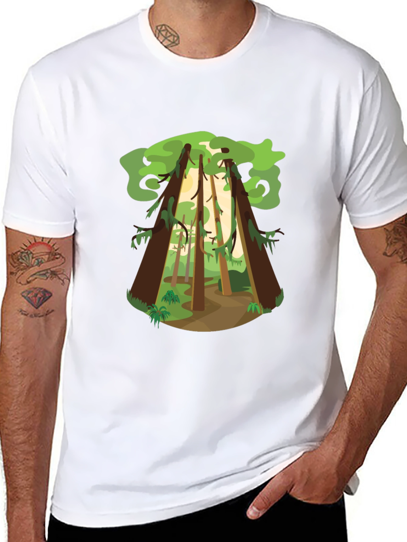 Forest Print Black T-Shirt