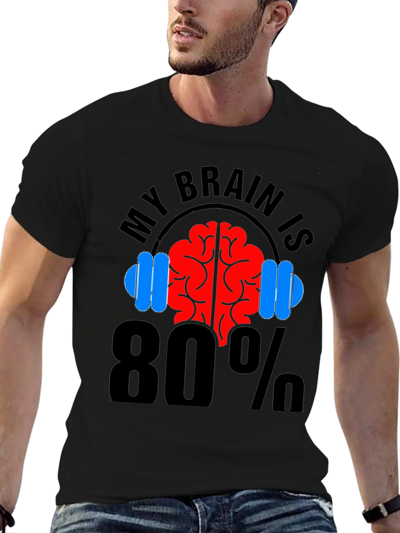 My Brain is 80% Gym Black T-Shirt