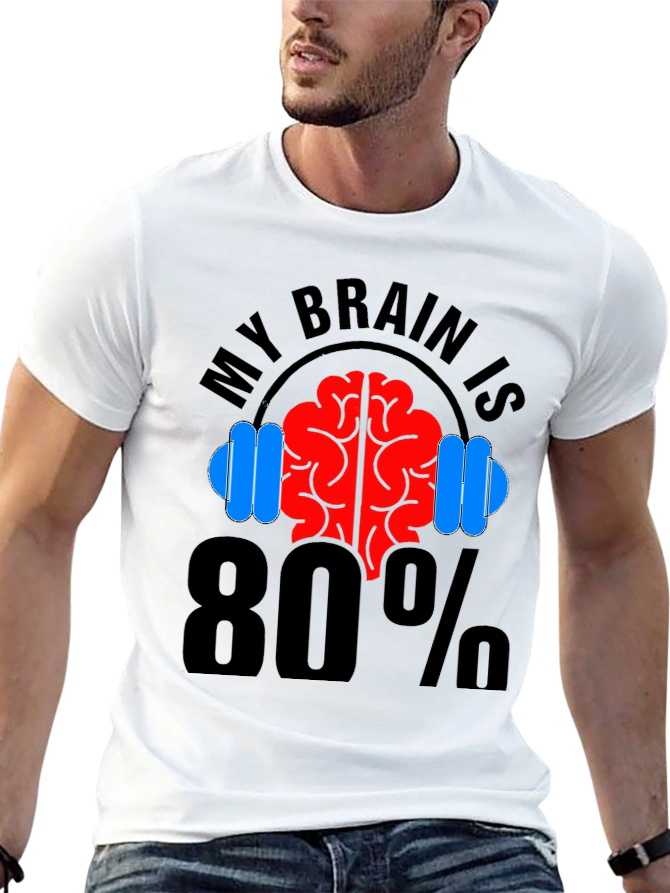 My Brain is 80% Gym Black T-Shirt