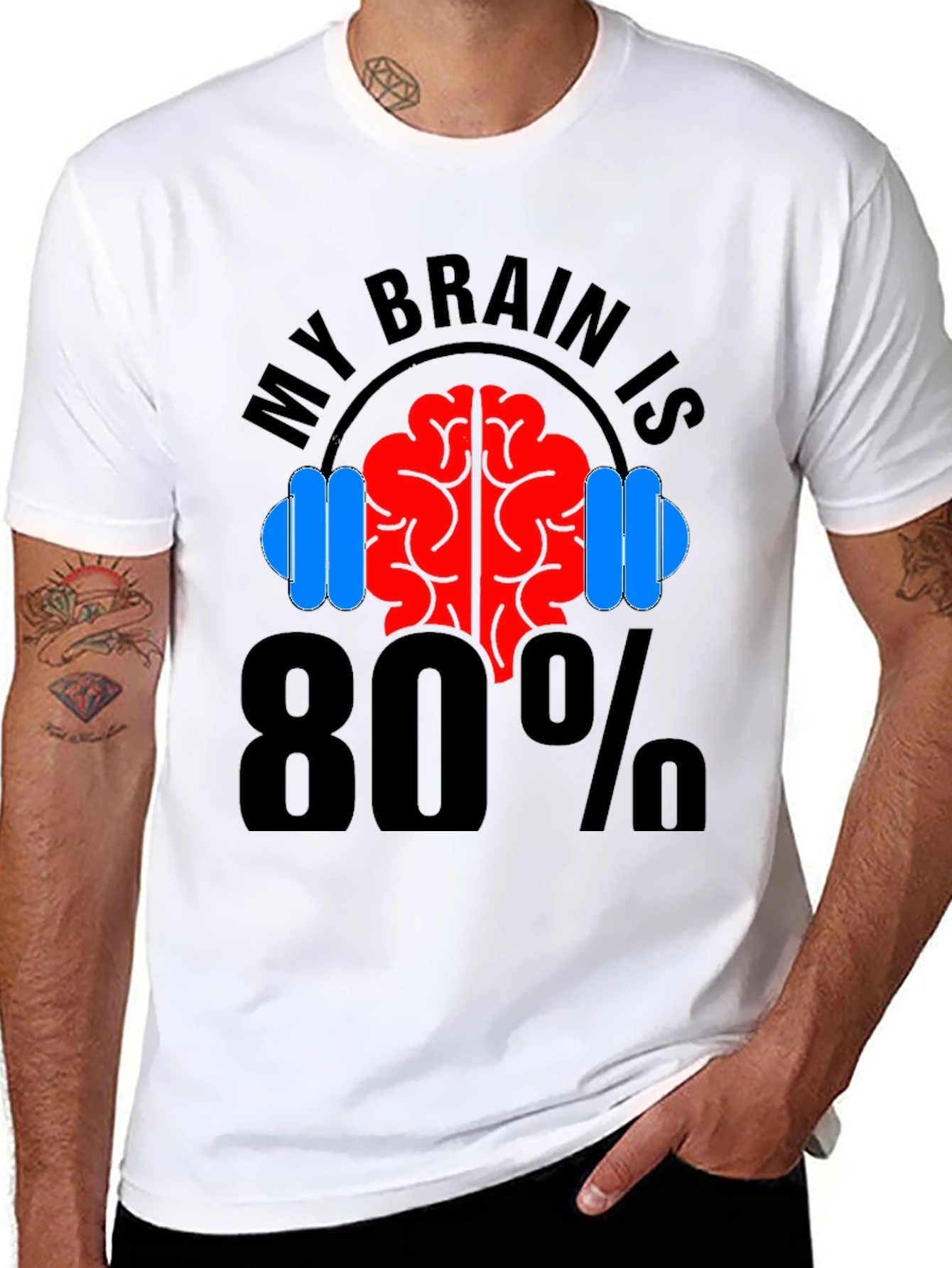 My Brain is 80% Gym Black T-Shirt