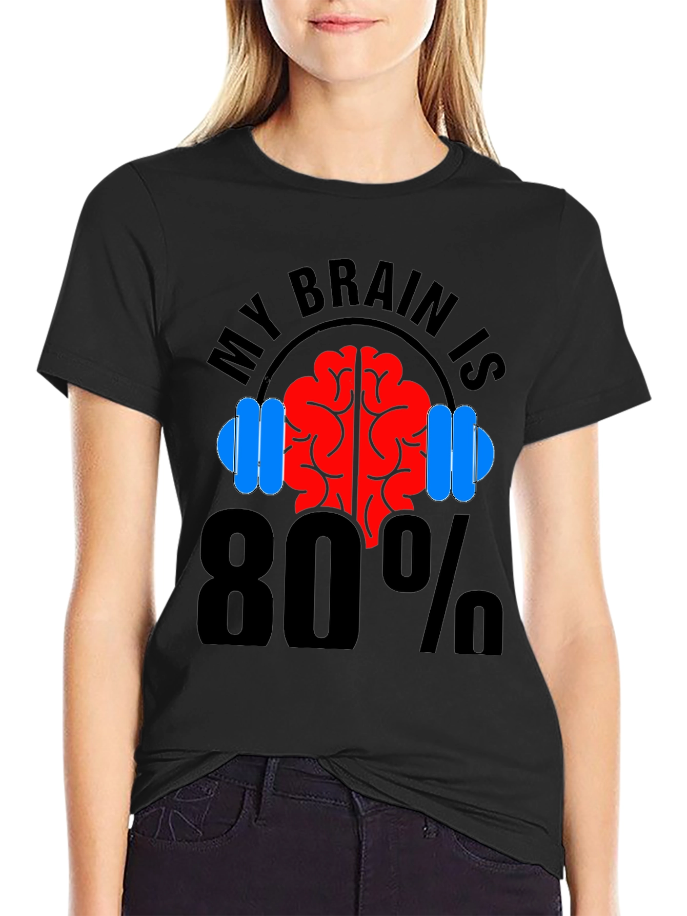 My Brain is 80% Gym Black T-Shirt