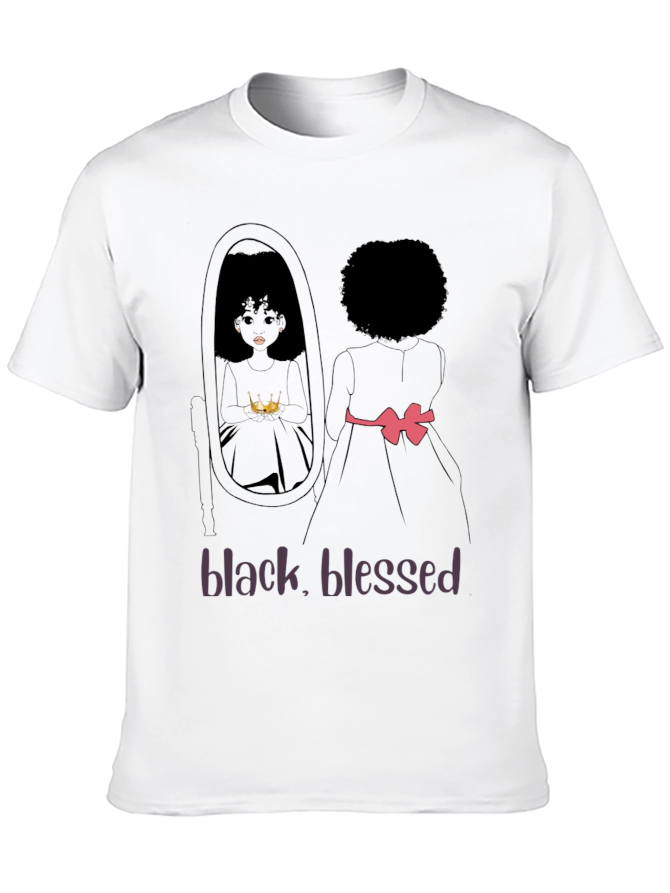 Black Blessed T-Shirt - Afro Girl Mirror Design