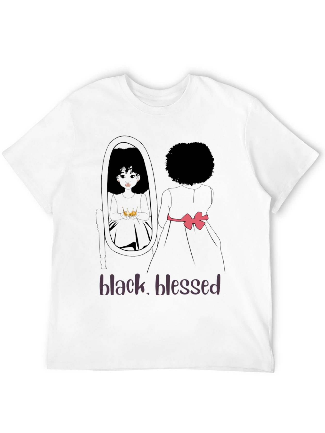 Black Blessed T-Shirt - Afro Girl Mirror Design