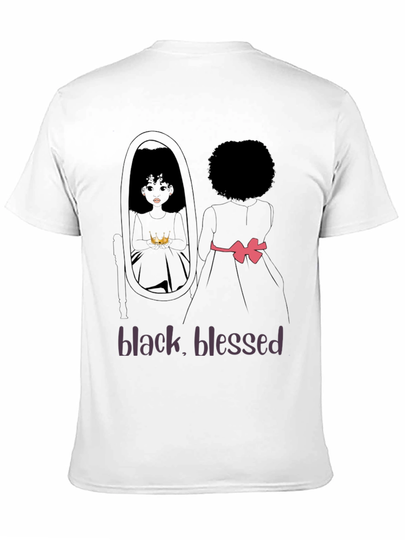Black Blessed T-Shirt - Afro Girl Mirror Design