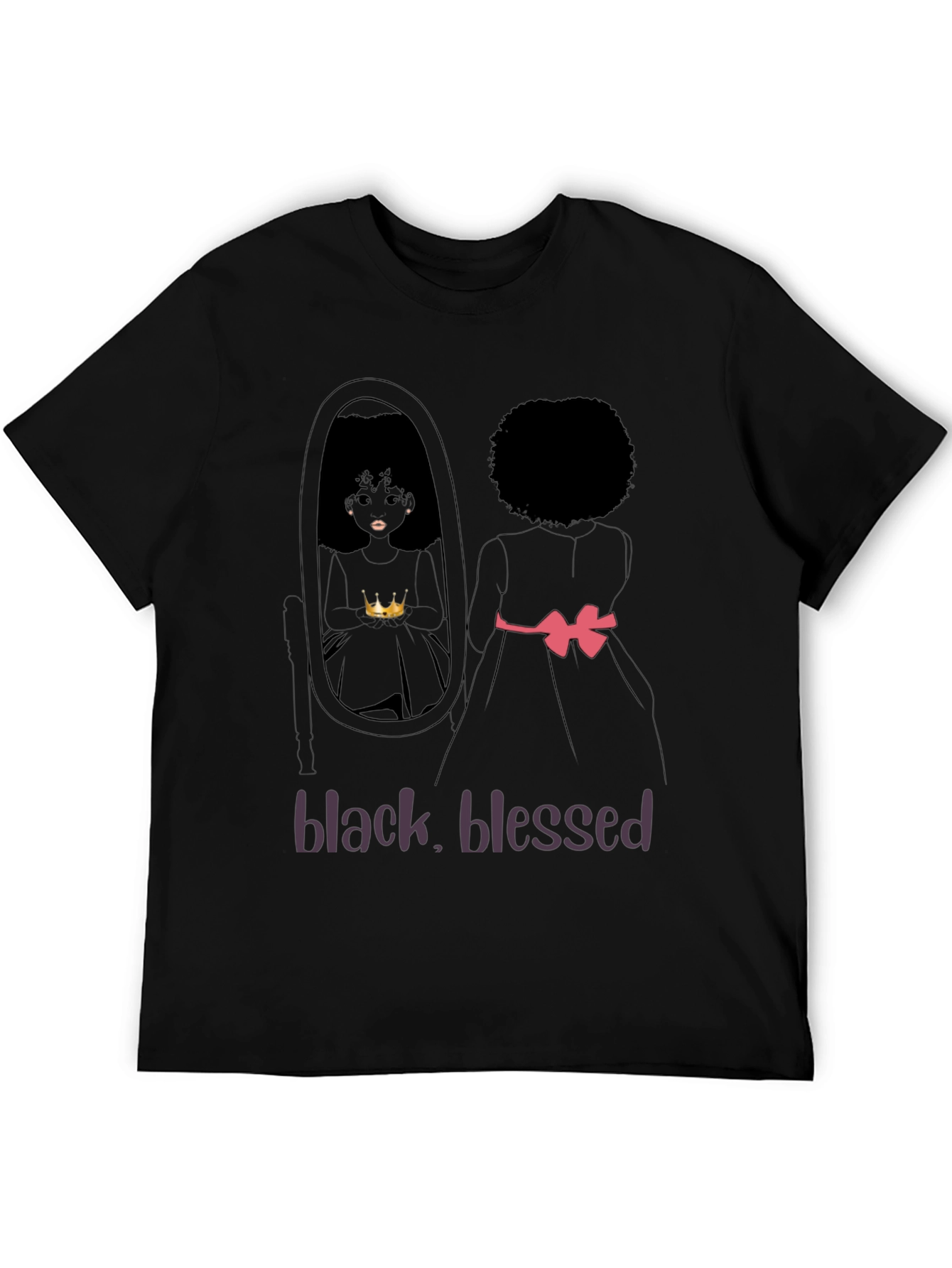 Black Blessed T-Shirt - Afro Girl Mirror Design
