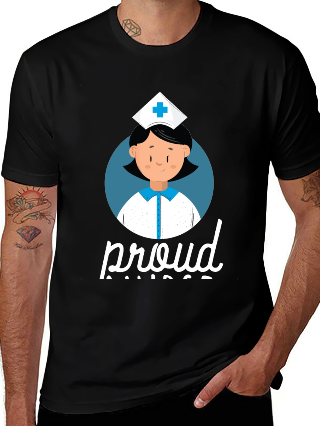 Proud Nurse T-Shirt - Black Cotton Tee