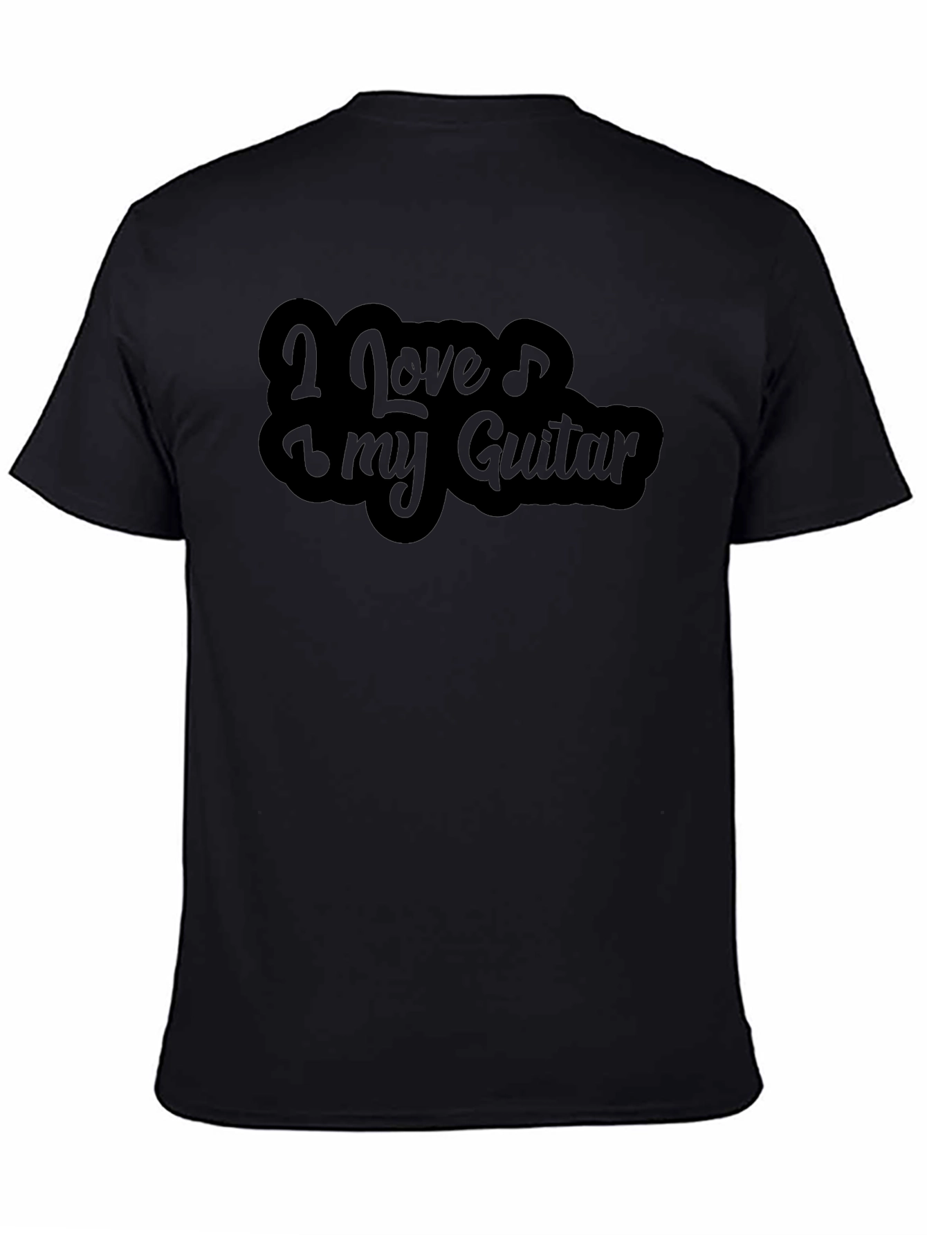 I Love My Guitar Black Graphic Tee Shirt