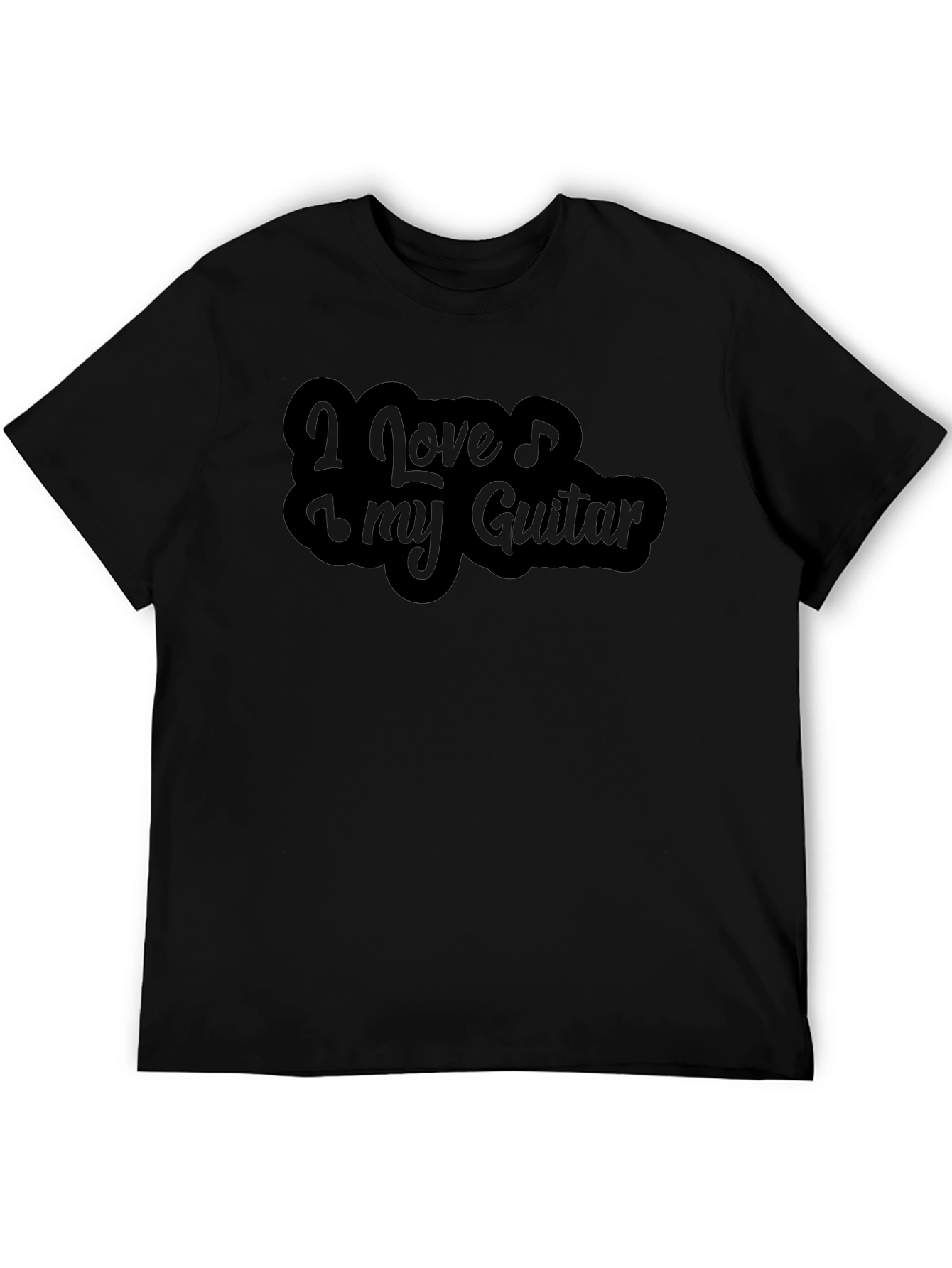 I Love My Guitar Black Graphic Tee Shirt