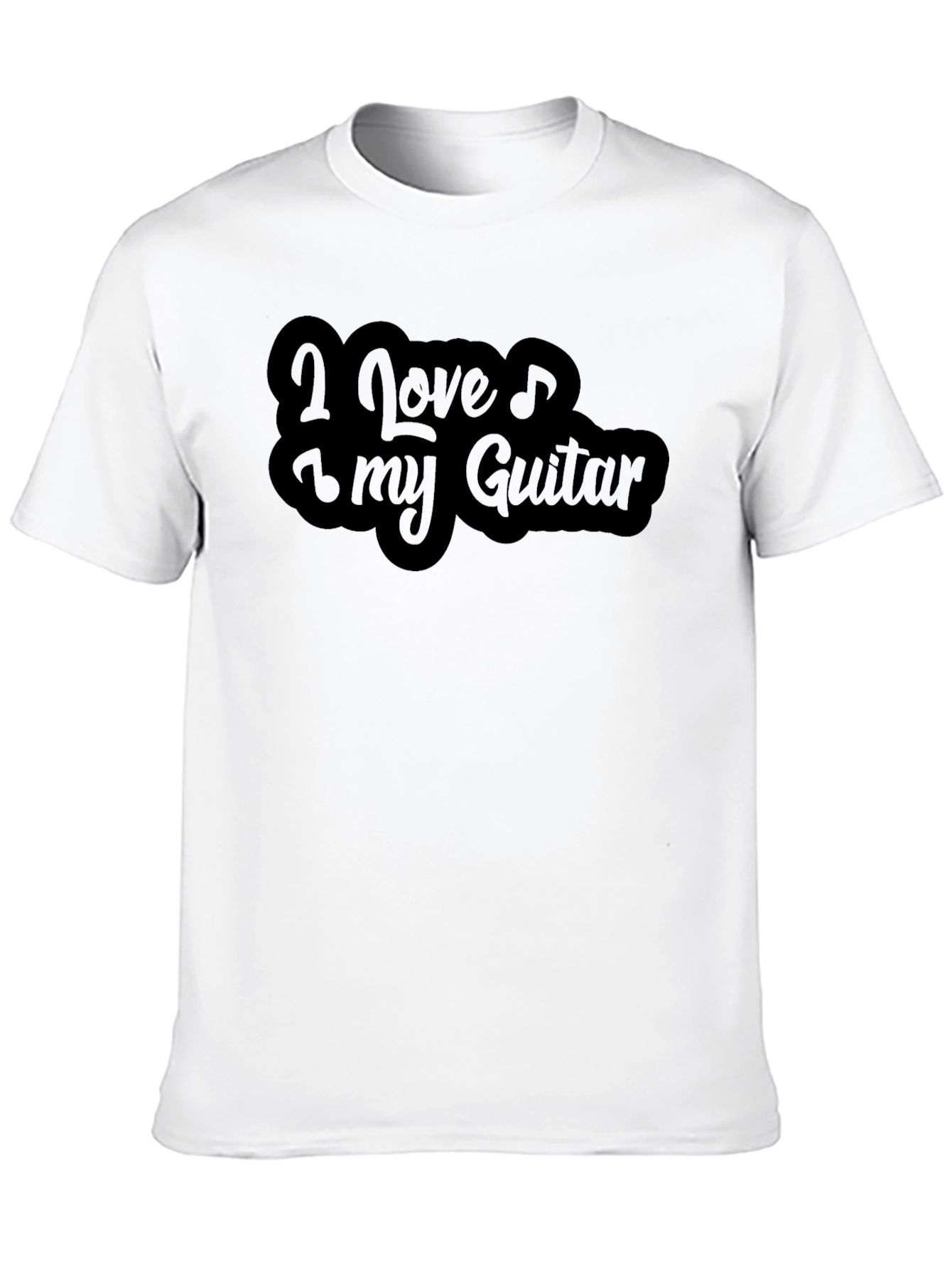 I Love My Guitar Black Graphic Tee Shirt