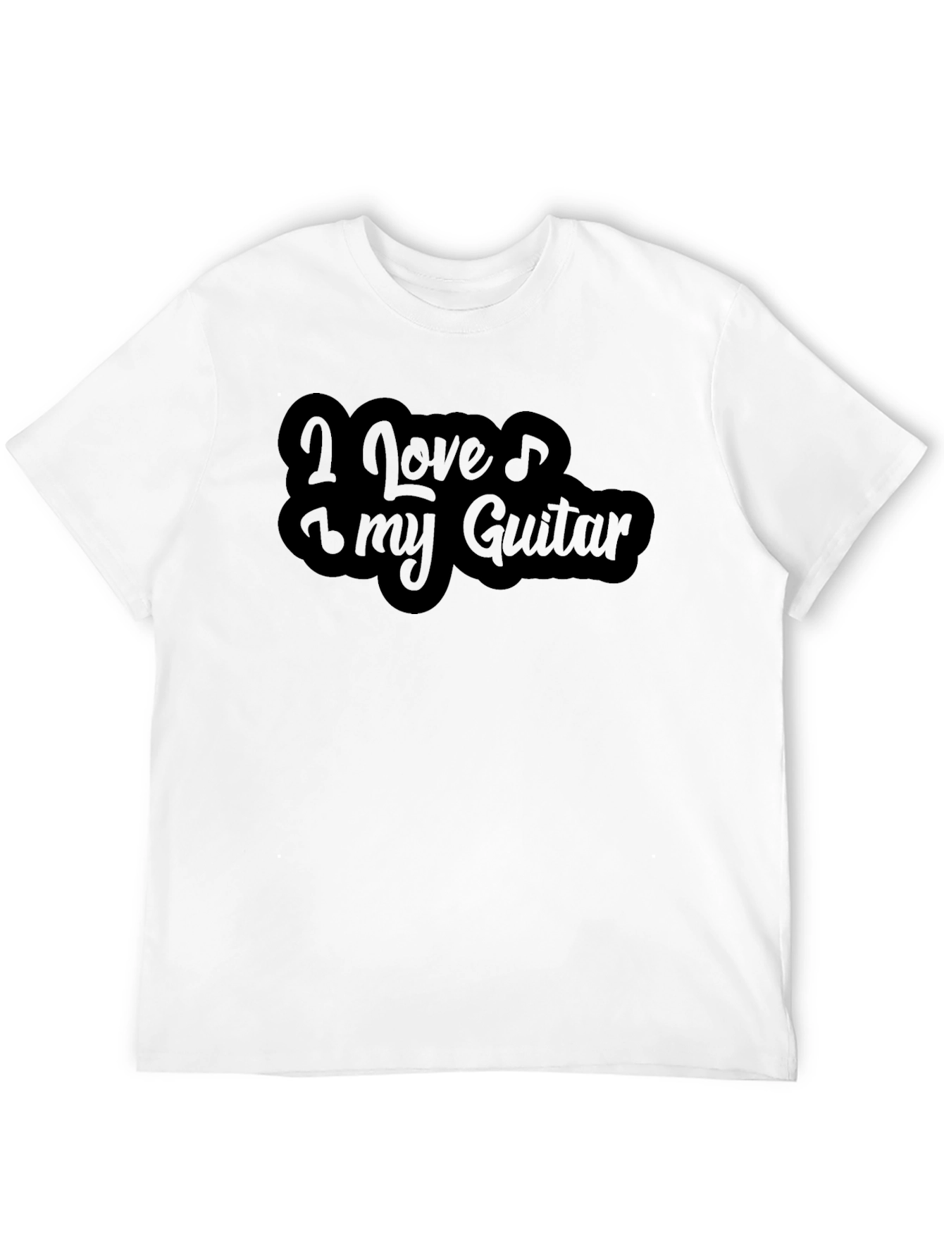 I Love My Guitar Black Graphic Tee Shirt