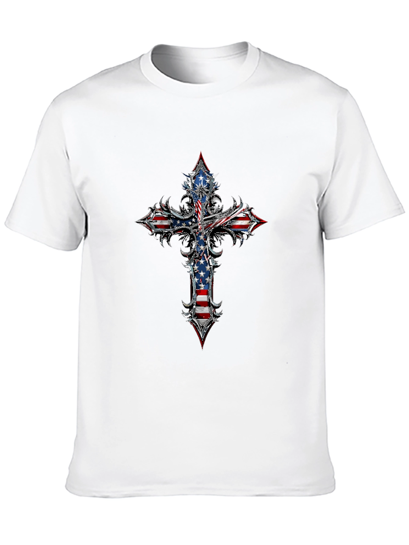 American Flag Cross Graphic T-Shirt