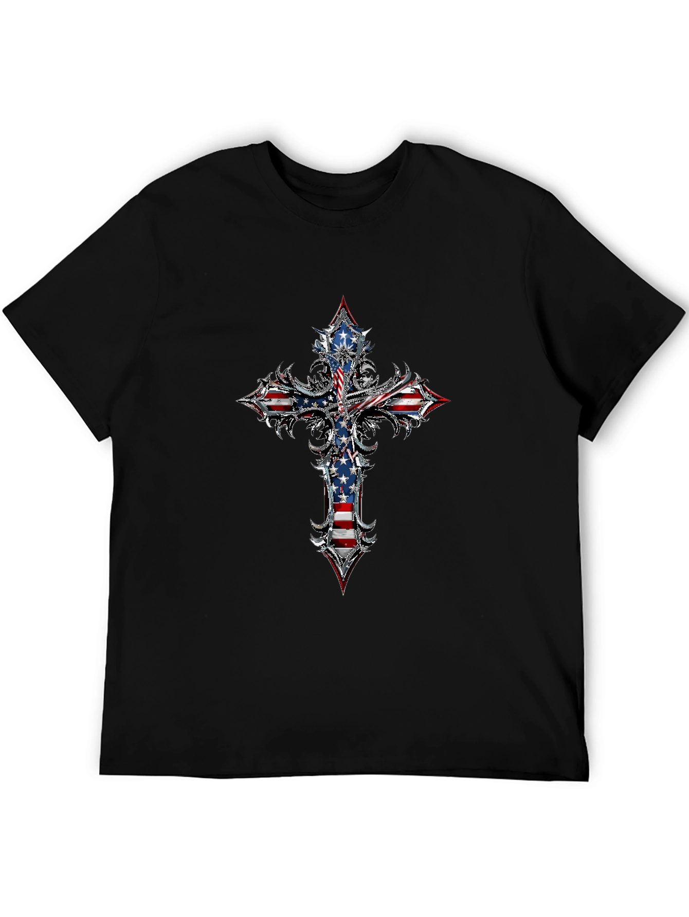 American Flag Cross Graphic T-Shirt