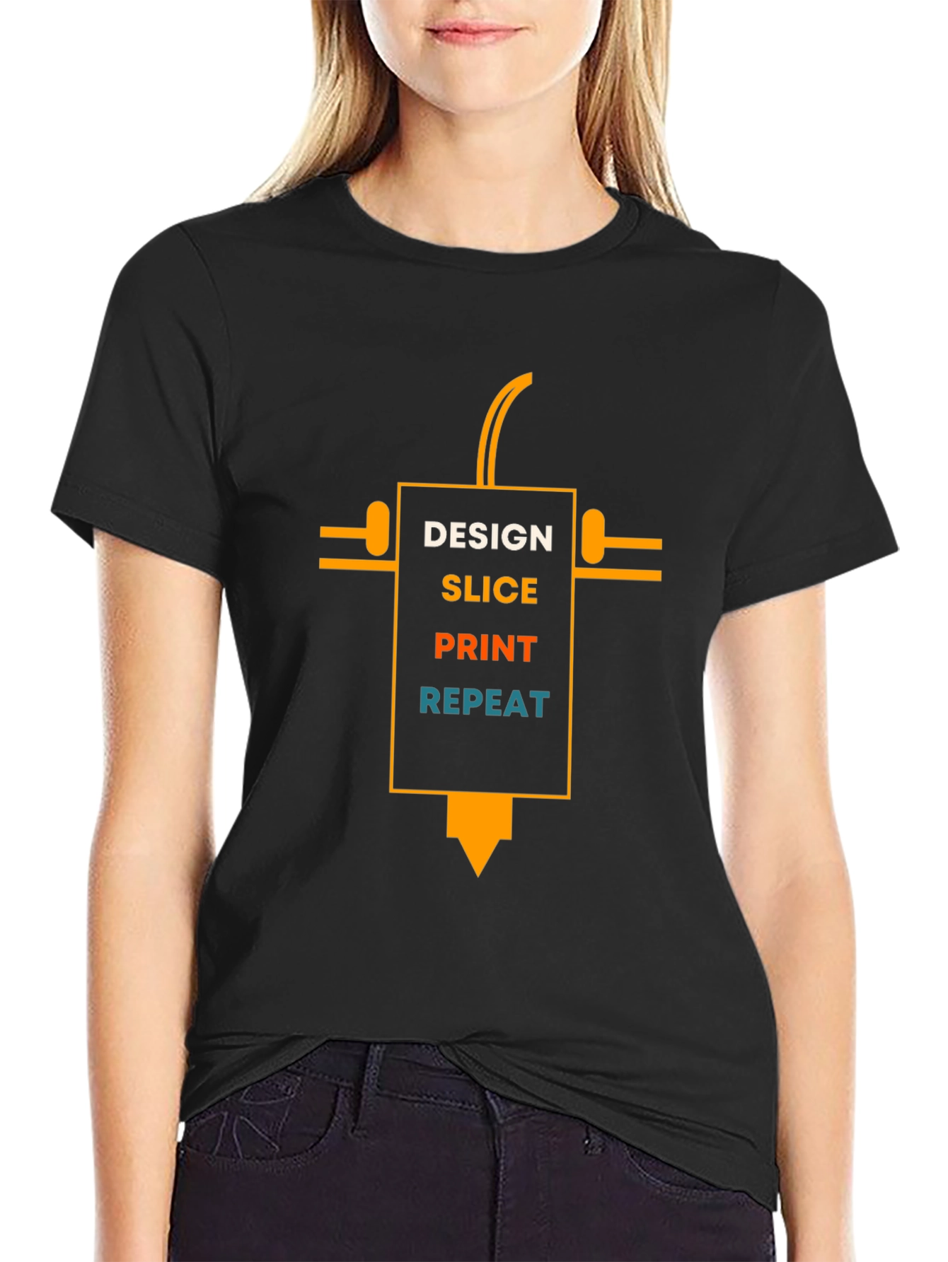 Design Slice Print Repeat Black T-Shirt