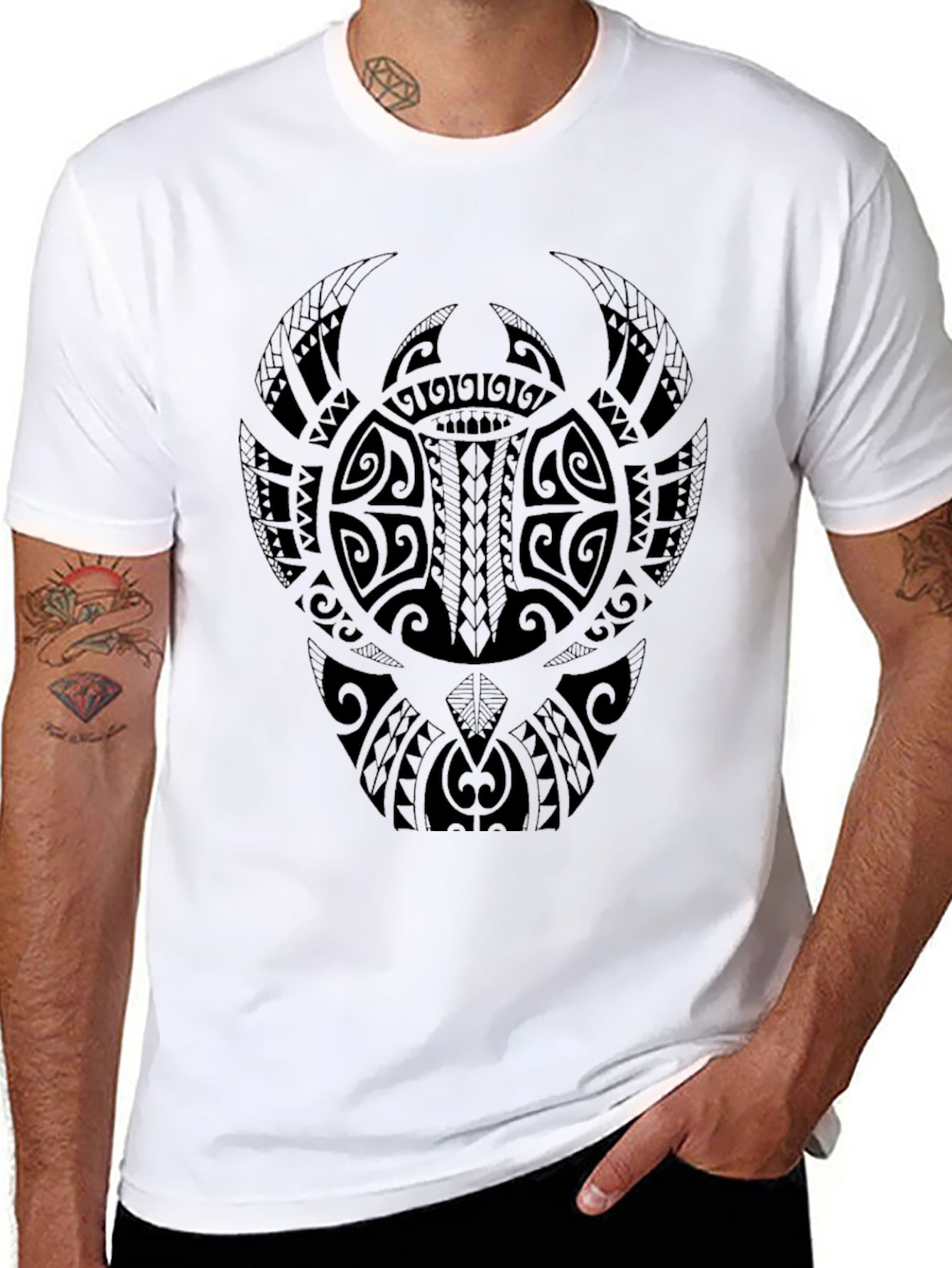Tribal Tattoo Graphic Tee - Black