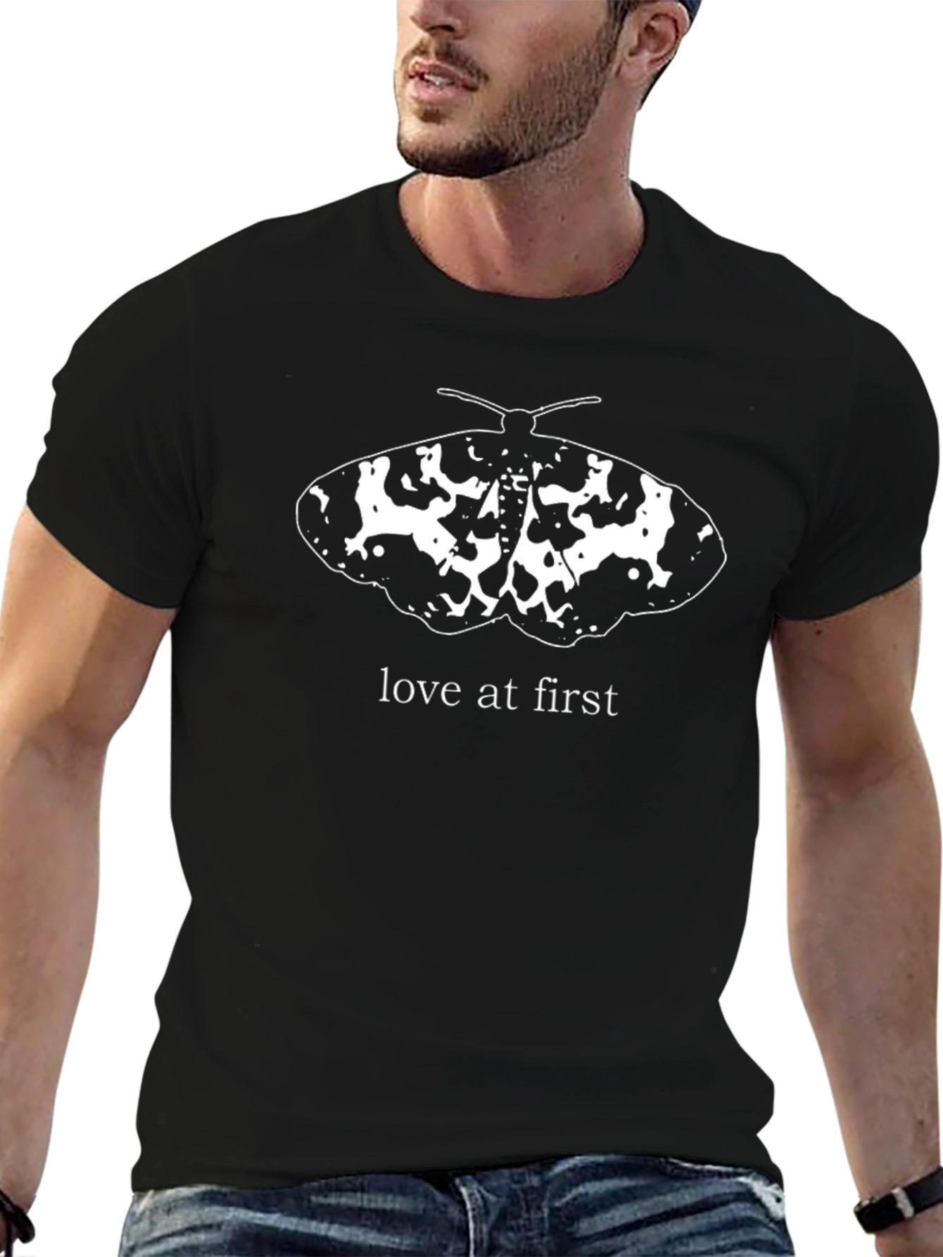 Moth Love at First Sight Black T-Shirt