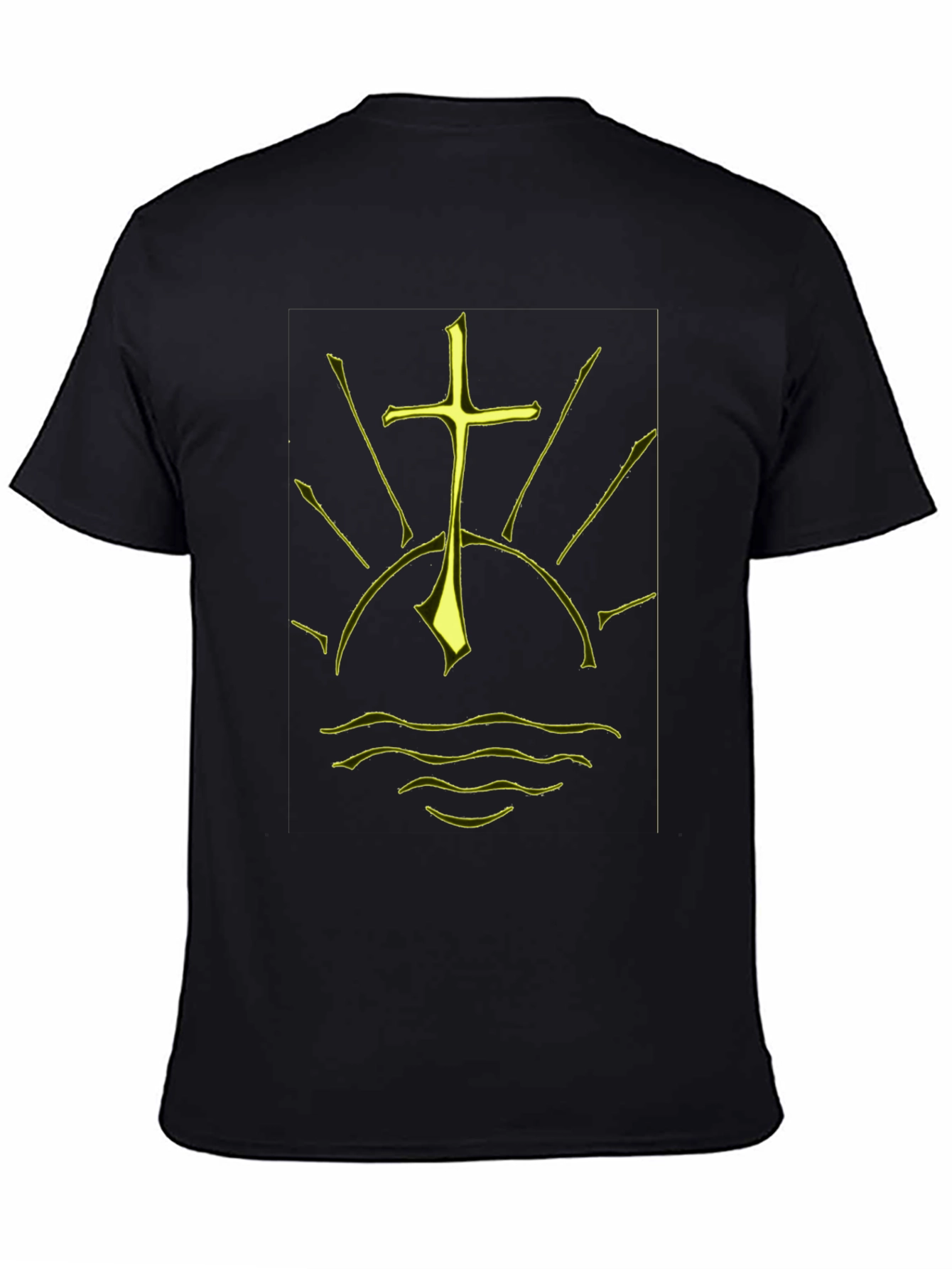 Black Graphic Tee - Sunrise Cross Design