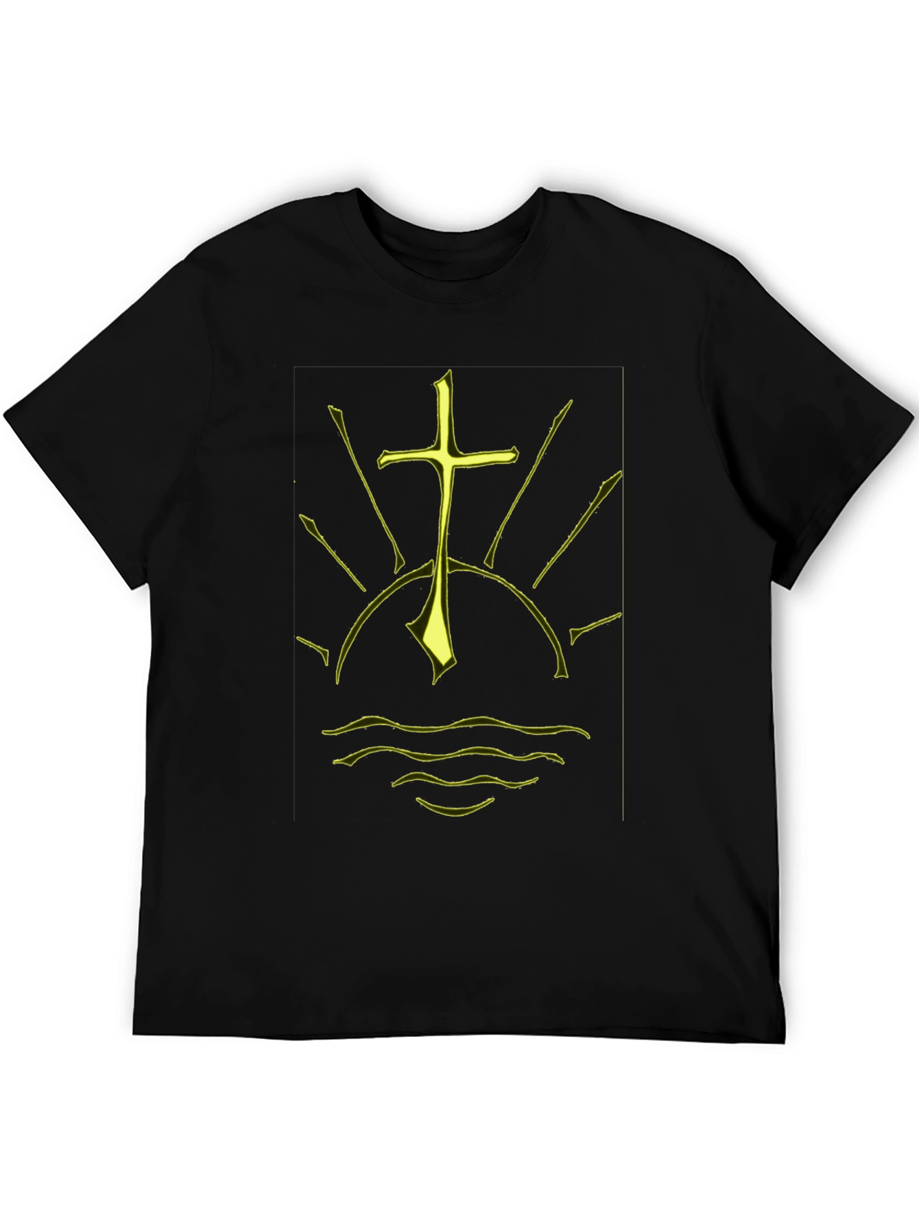 Black Graphic Tee - Sunrise Cross Design