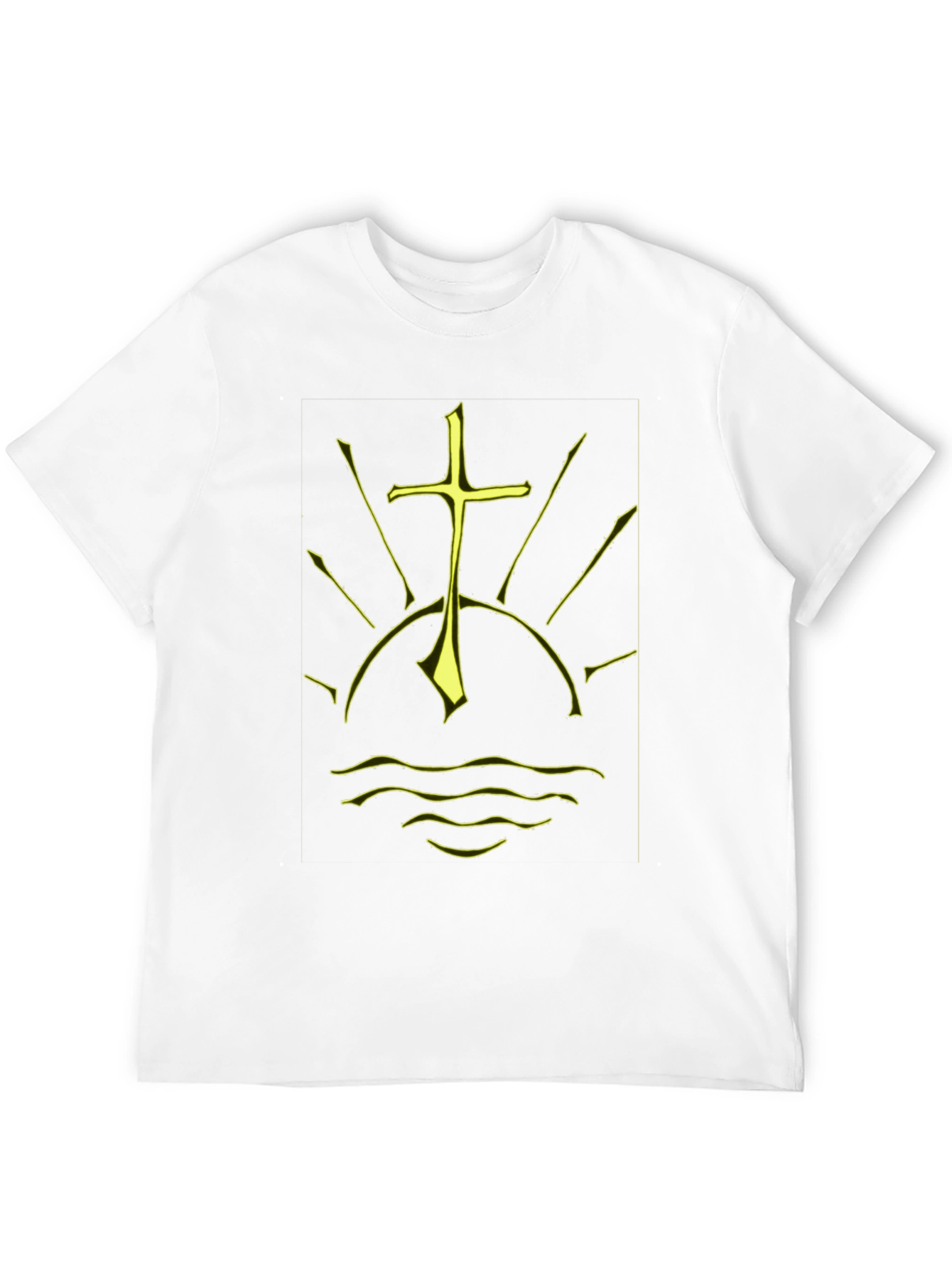 Black Graphic Tee - Sunrise Cross Design