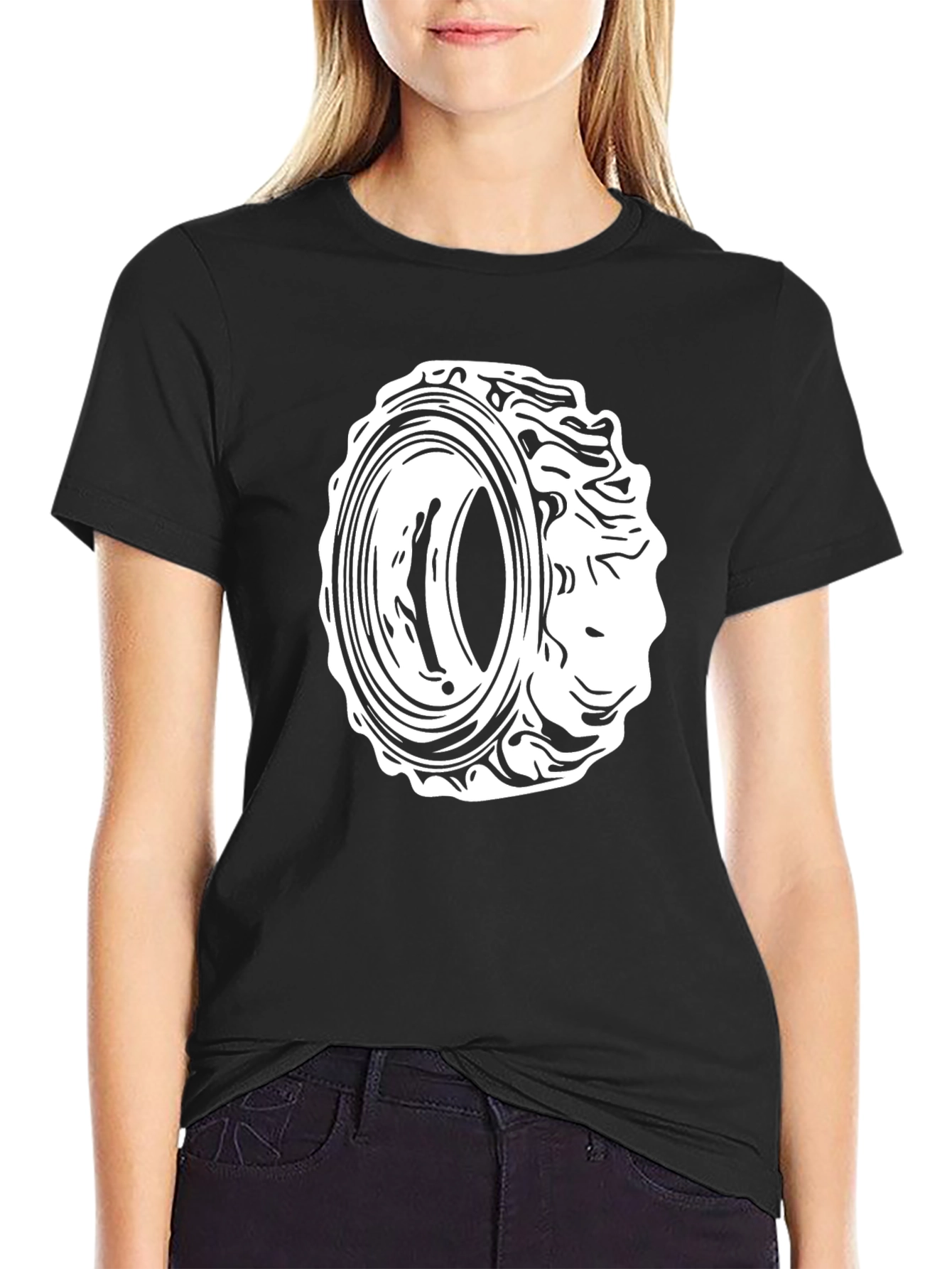 Black T-Shirt with Circular Graphic