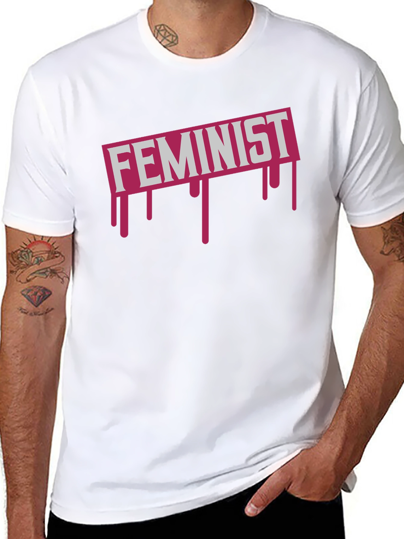 Feminist Drip Graphic Tee - Black Cotton T-Shirt