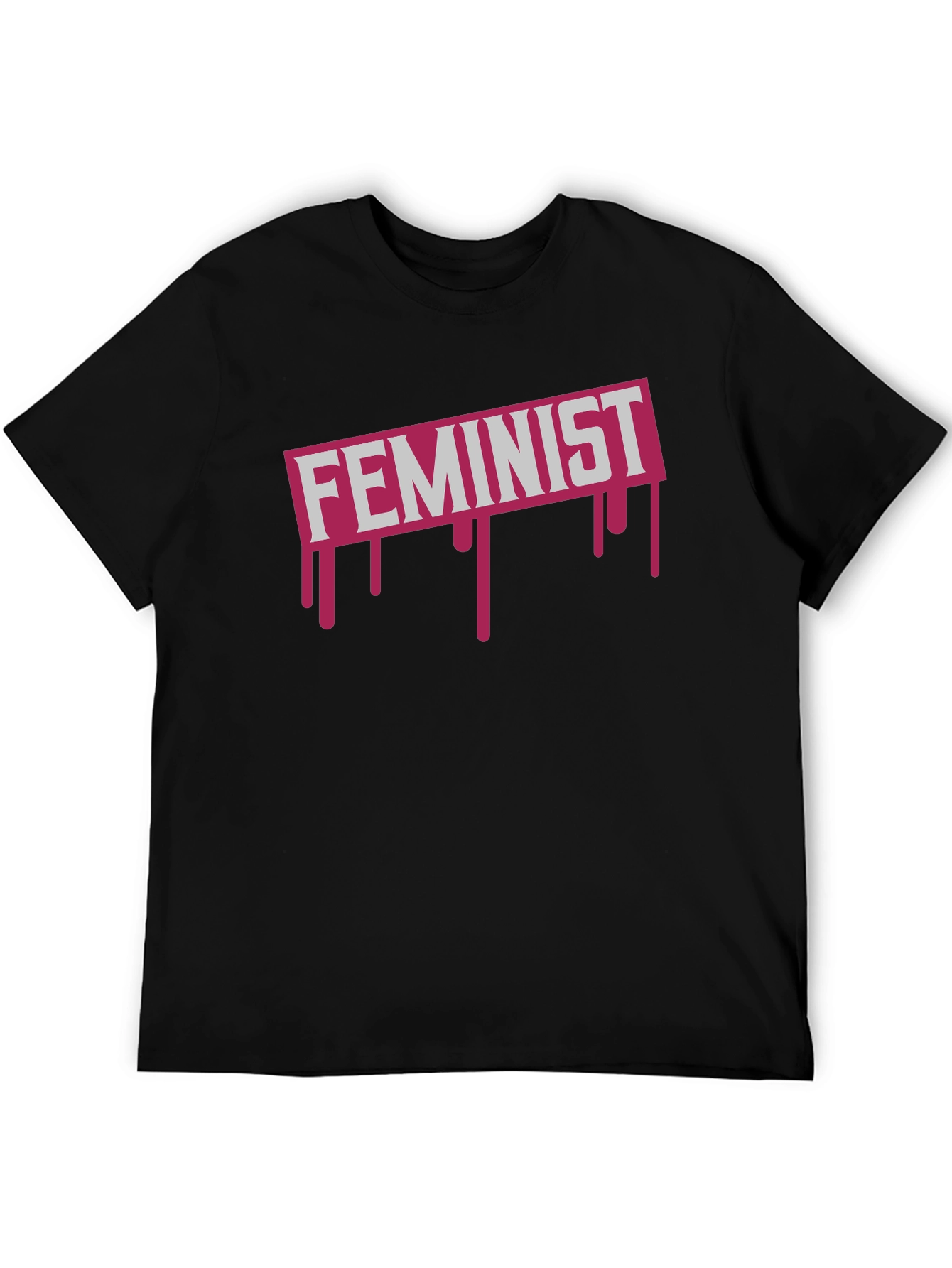 Feminist Drip Graphic Tee - Black Cotton T-Shirt