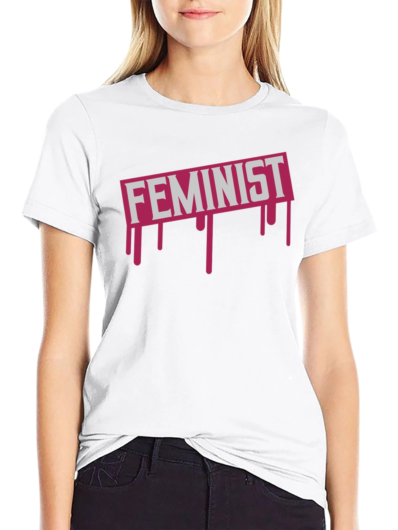 Feminist Drip Graphic Tee - Black Cotton T-Shirt