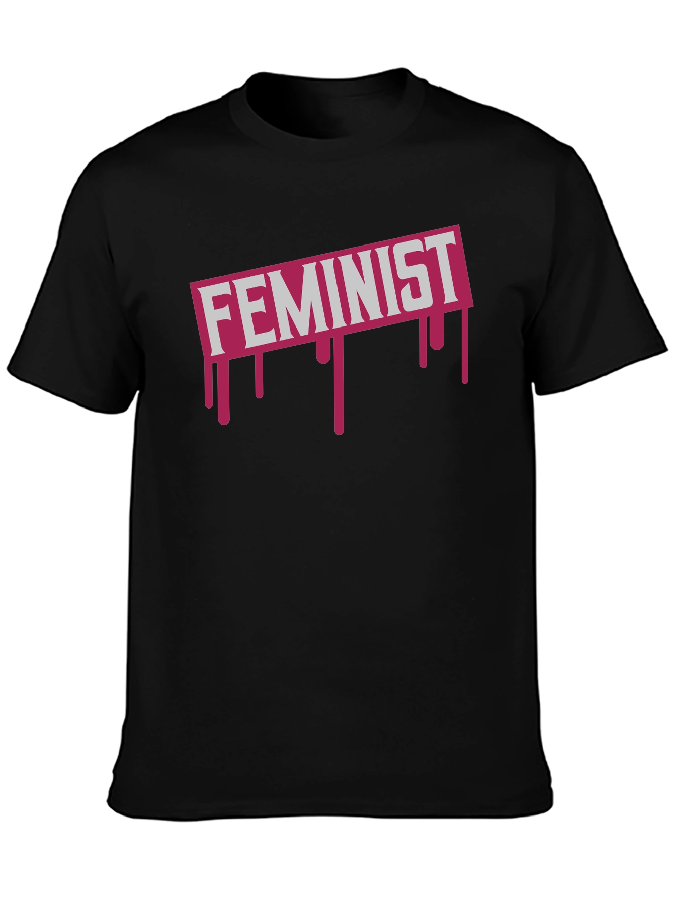Feminist Drip Graphic Tee - Black Cotton T-Shirt