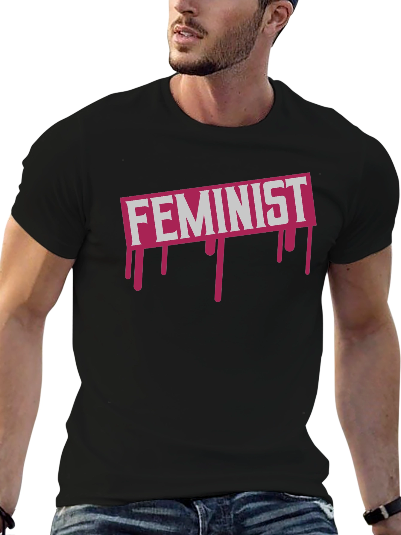 Feminist Drip Graphic Tee - Black Cotton T-Shirt