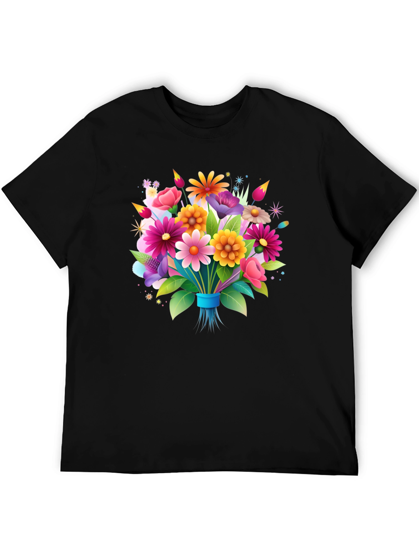 Floral Bouquet Graphic Tee - Black