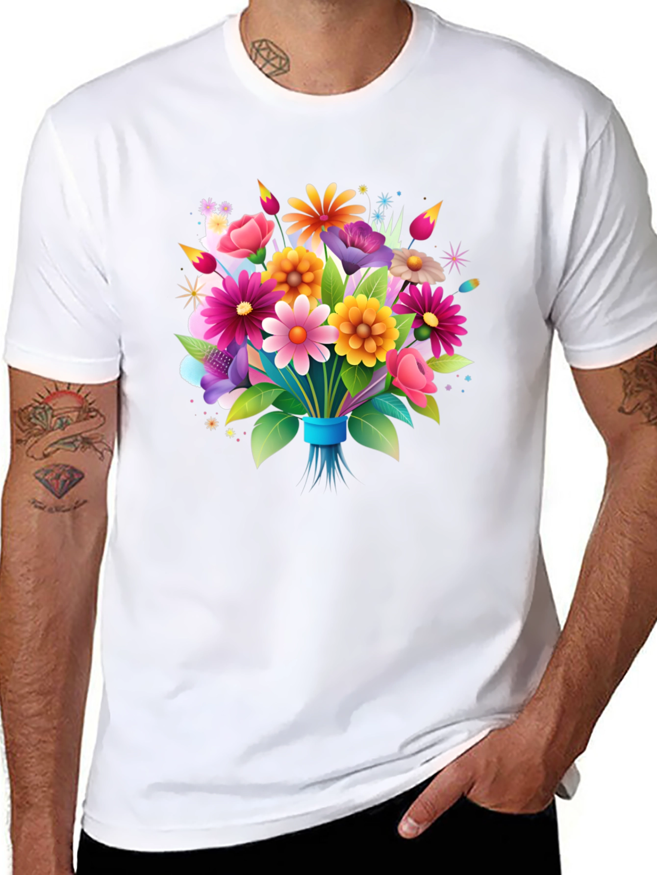 Floral Bouquet Graphic Tee - Black