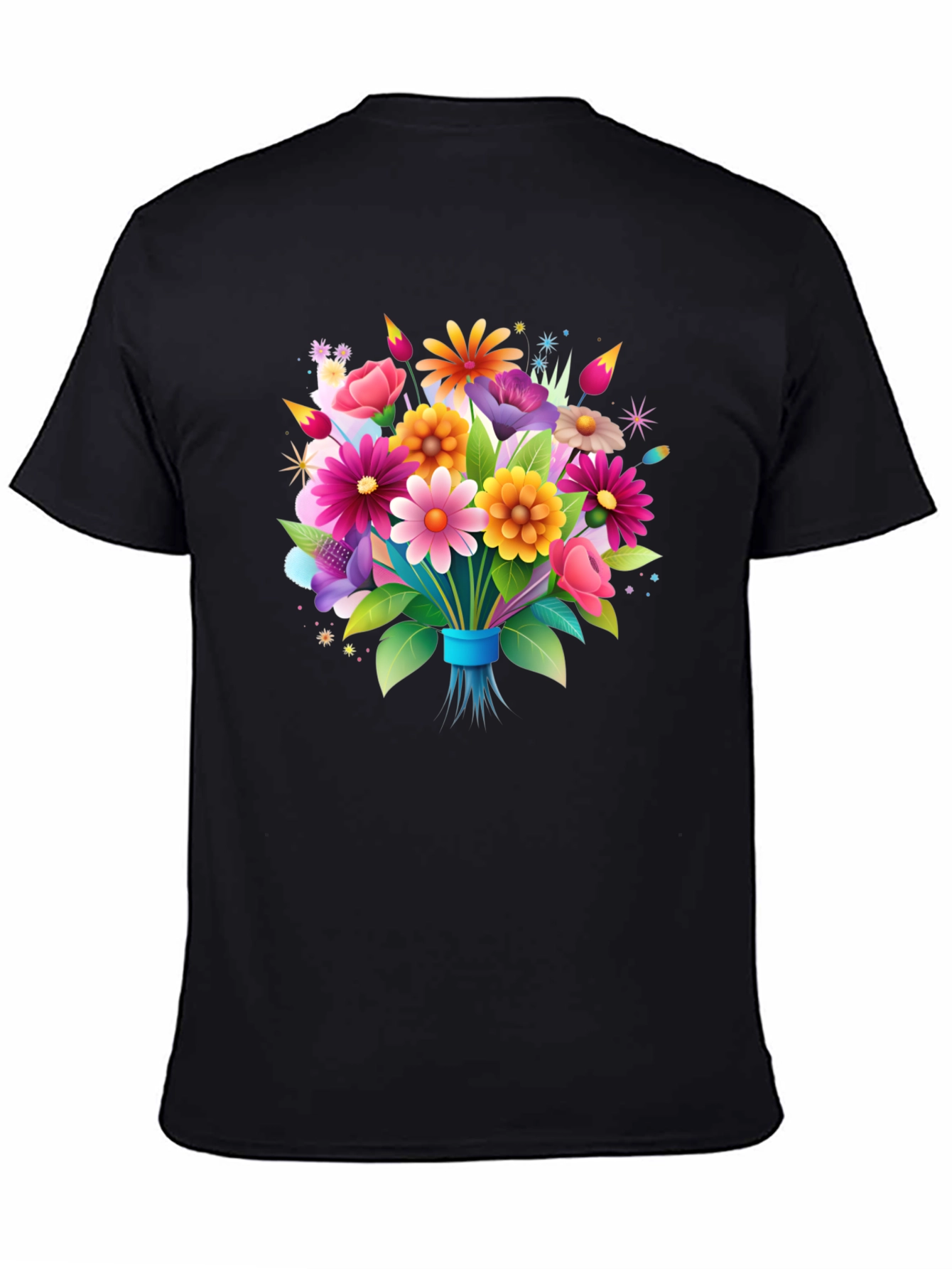Floral Bouquet Graphic Tee - Black