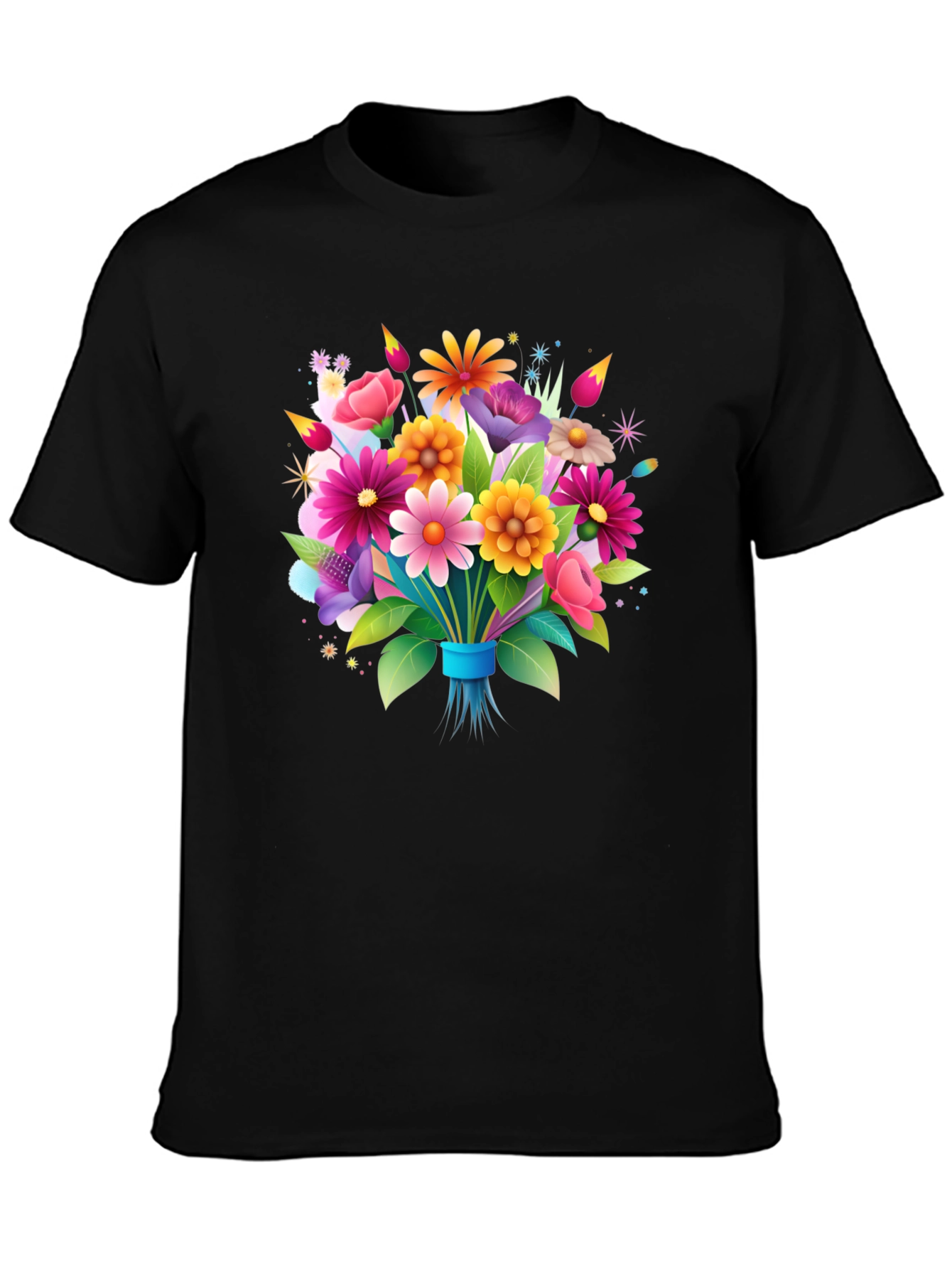 Floral Bouquet Graphic Tee - Black