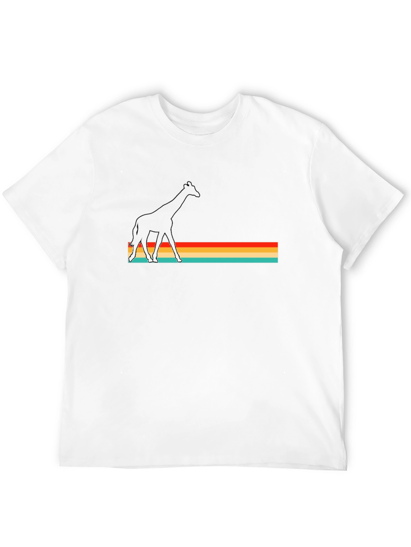 Retro Giraffe Graphic Black Tee Shirt