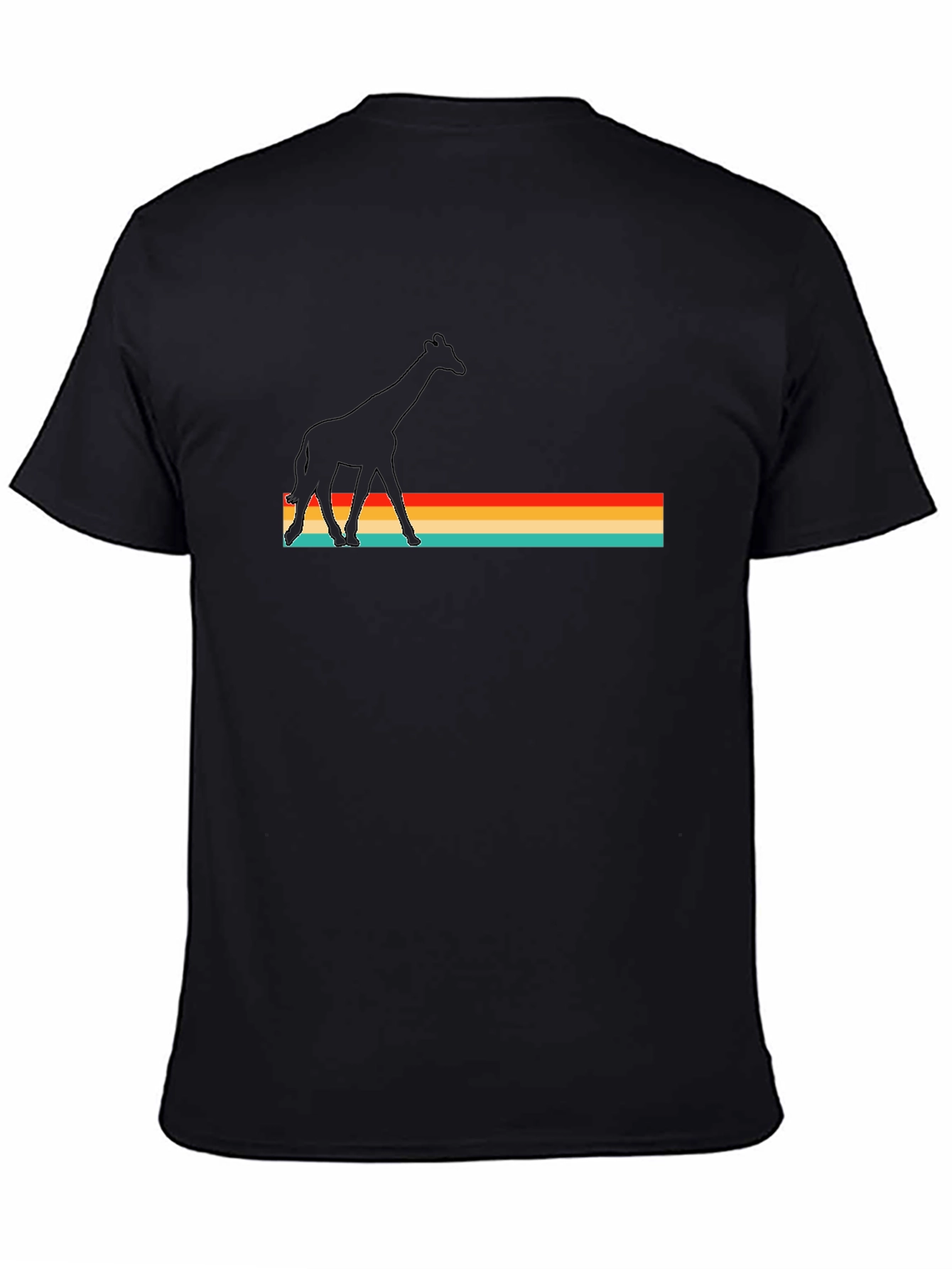 Retro Giraffe Graphic Black Tee Shirt