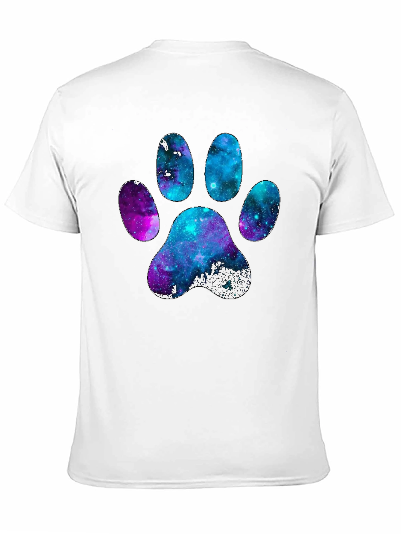 Galaxy Paw Print Graphic Tee - Casual Black T-Shirt