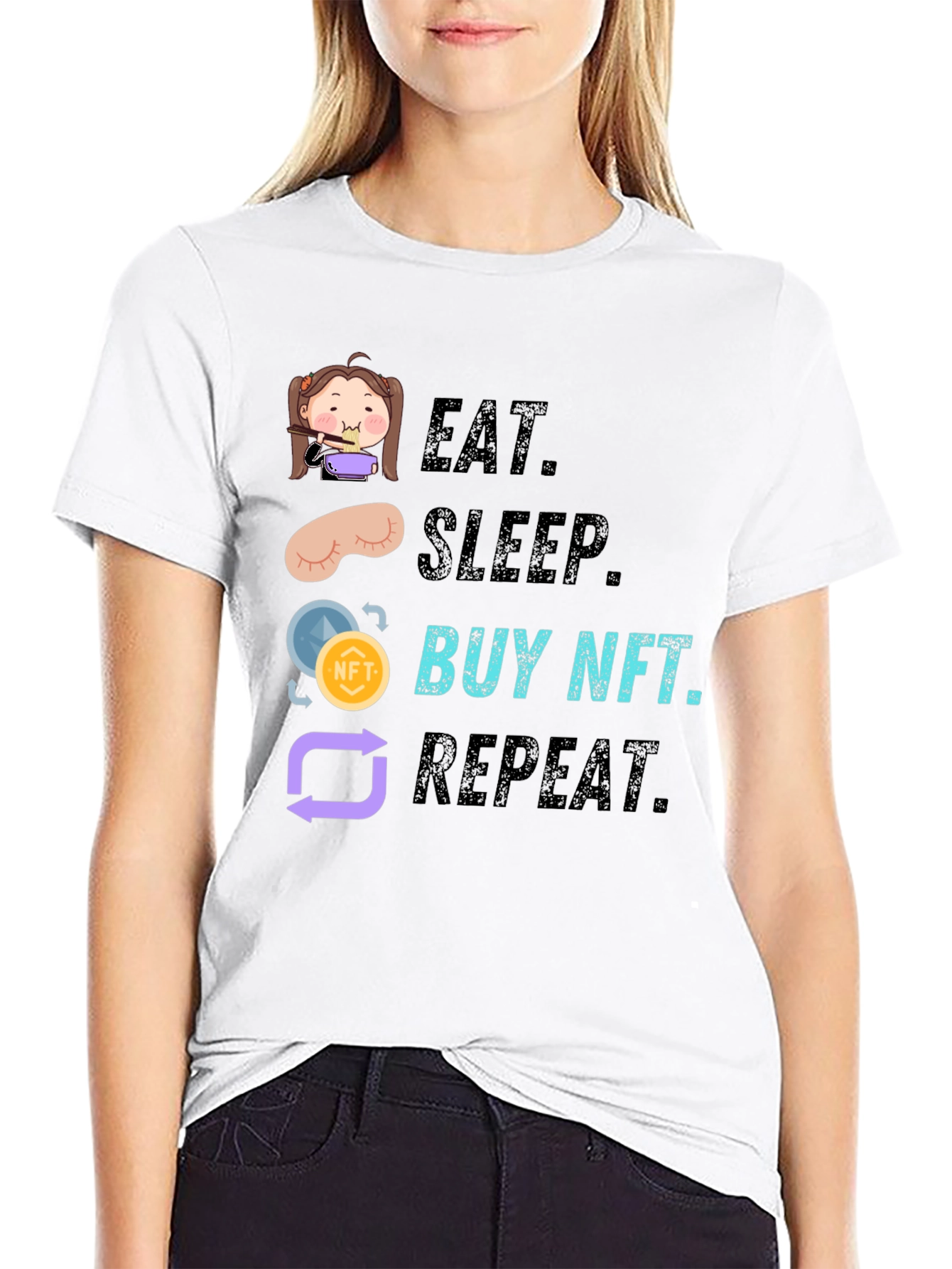 Eat Sleep Buy NFT Repeat Graphic Tee