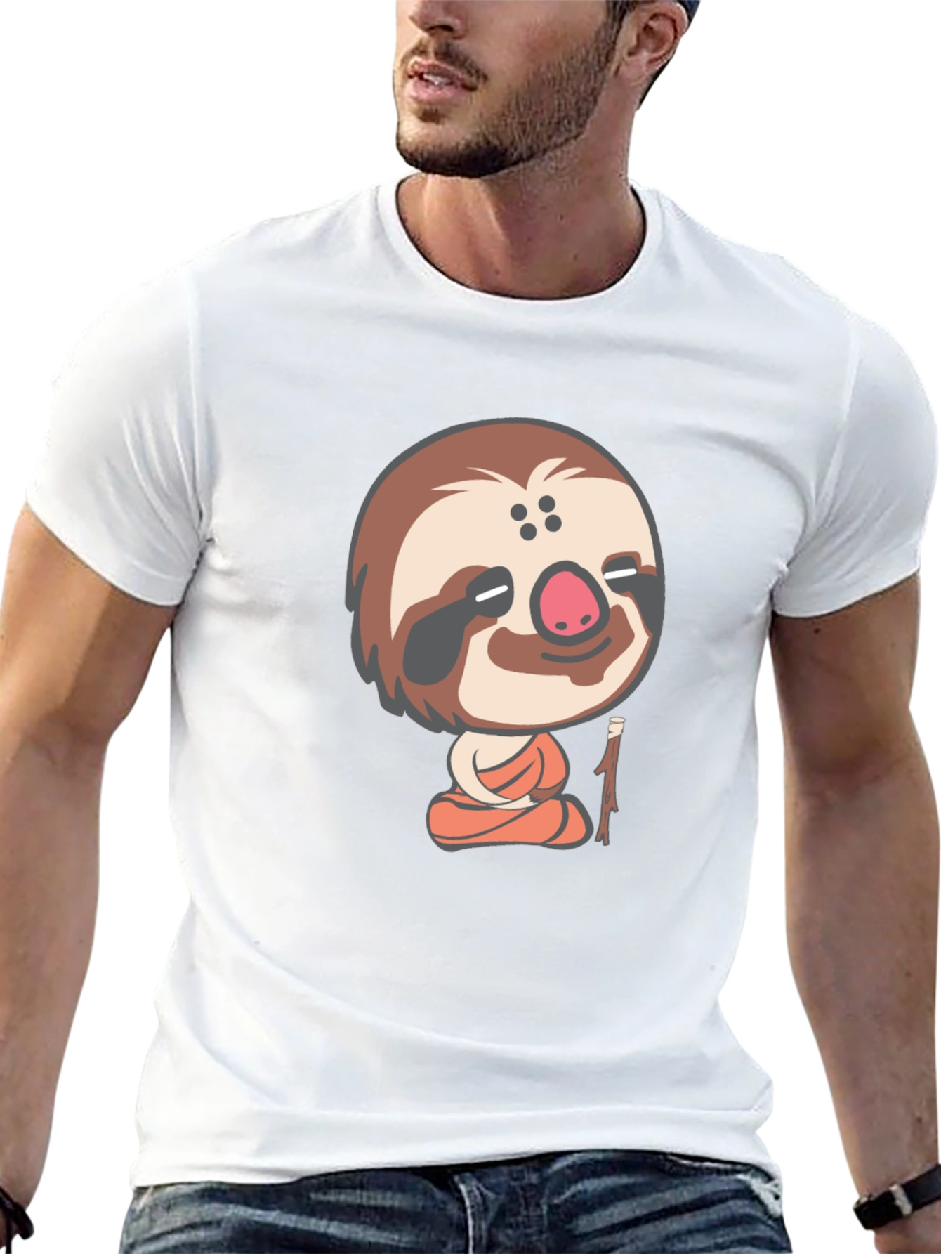 Funny Sloth Meditation T-Shirt - Black Cotton Tee