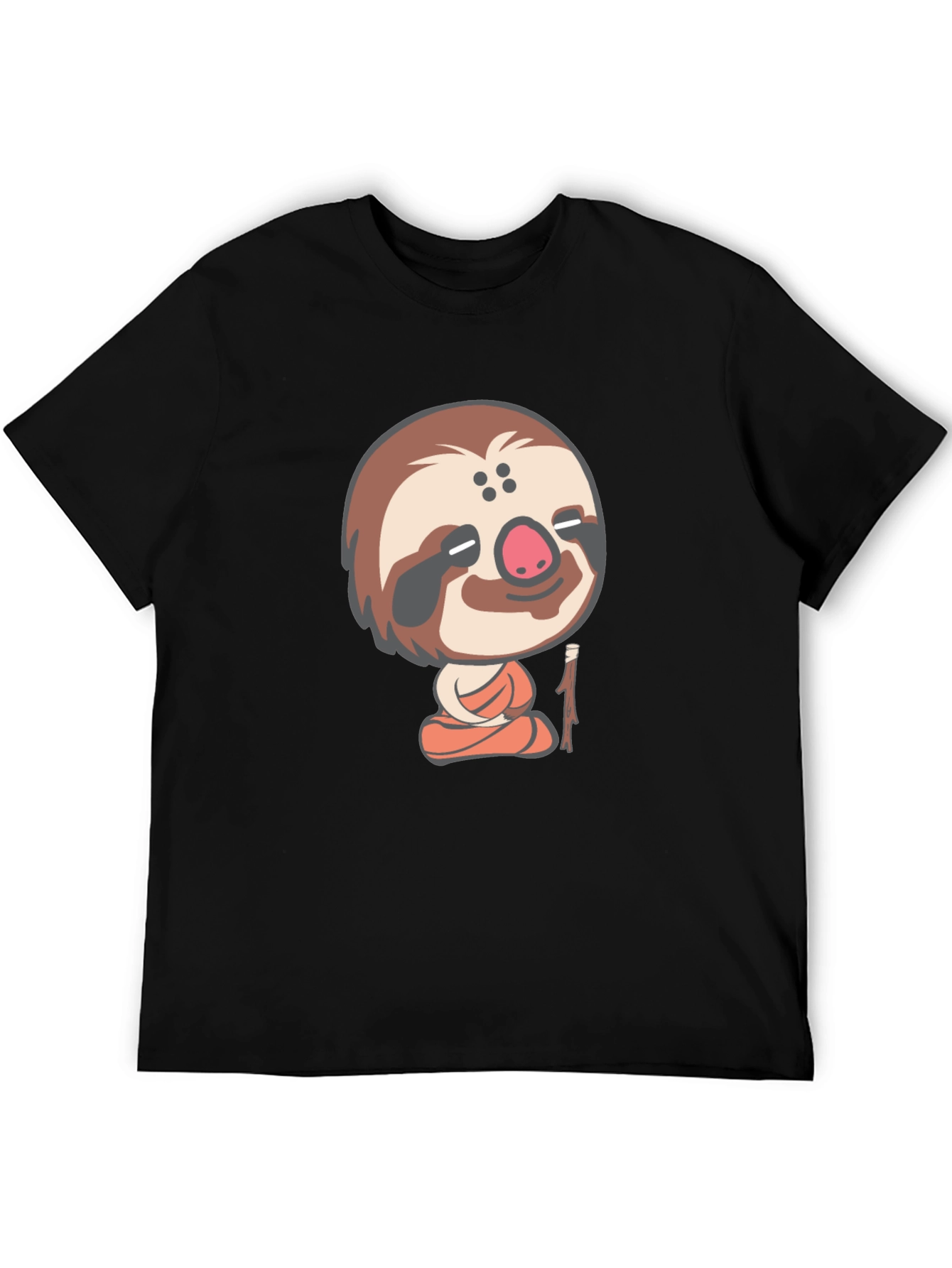 Funny Sloth Meditation T-Shirt - Black Cotton Tee