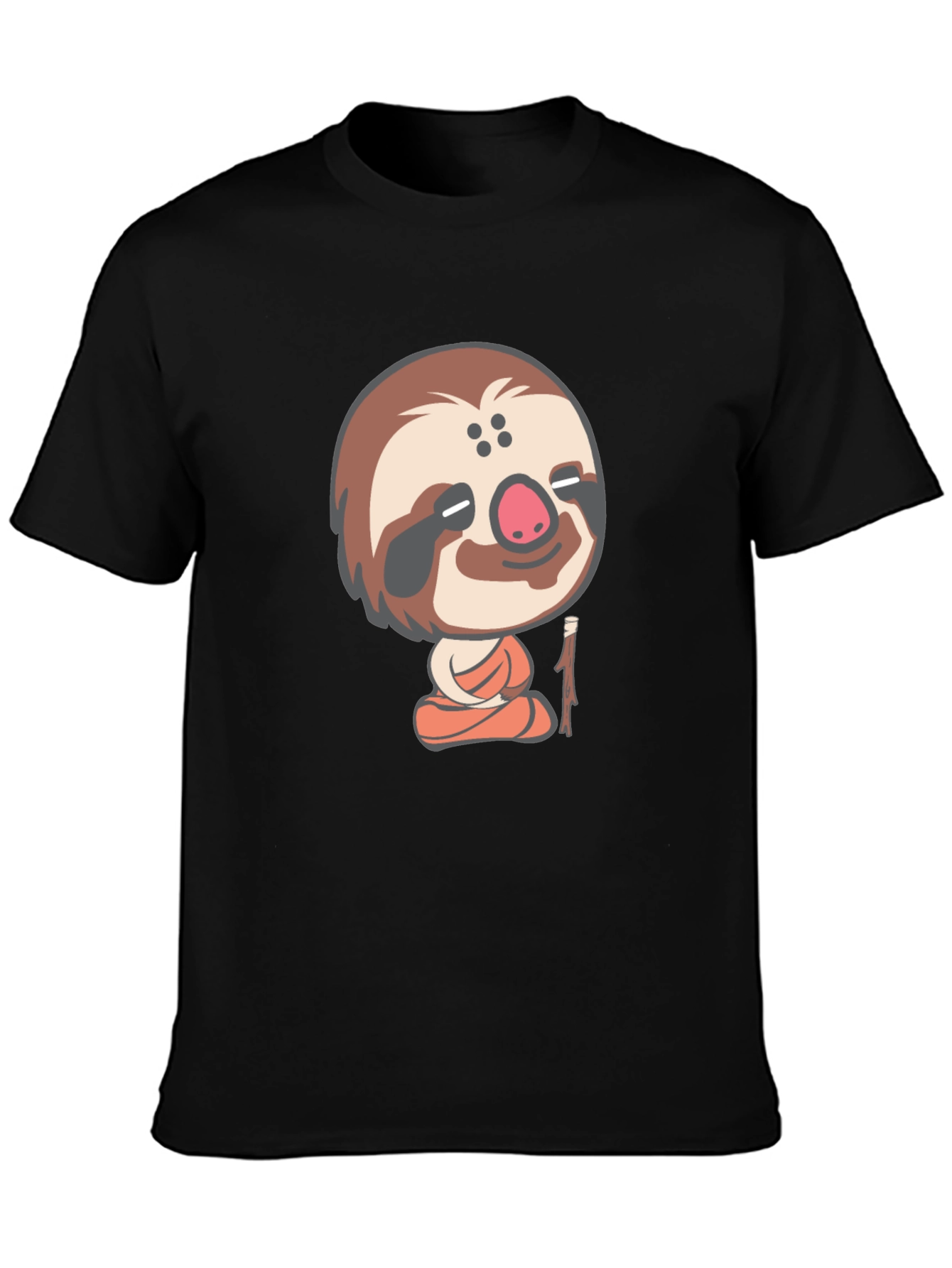 Funny Sloth Meditation T-Shirt - Black Cotton Tee