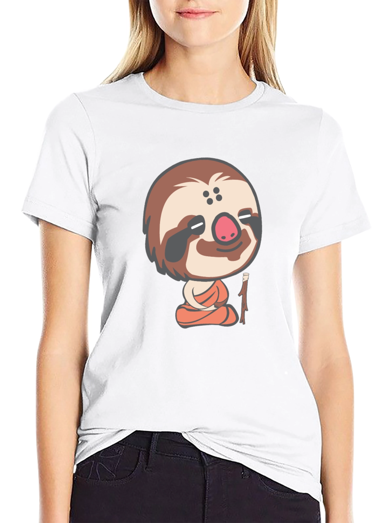 Funny Sloth Meditation T-Shirt - Black Cotton Tee