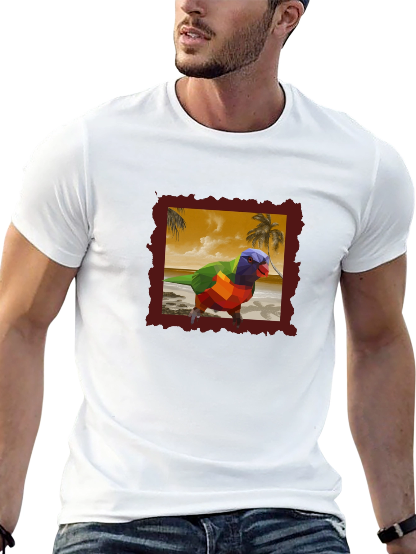 Geometric Lorikeet Beach T-Shirt