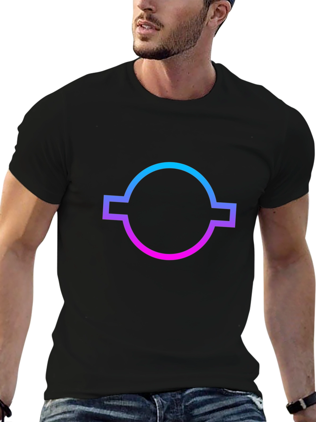 Gradient Circle Graphic Tee - Casual Style
